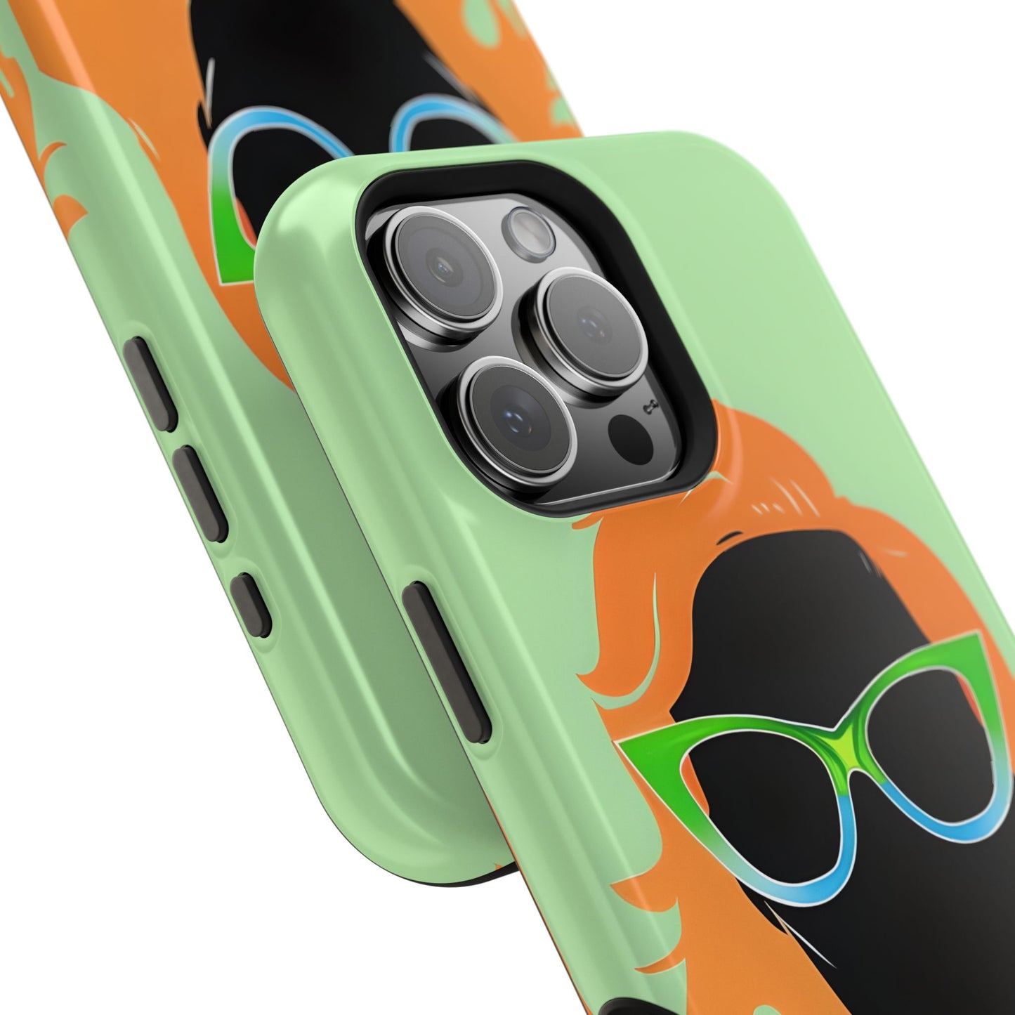 Ginger Woman Magnetic Phone Case, Irish Green Sunglasses Portrait, St Patricks Day Redhead Art Cover Compatible with iPhone