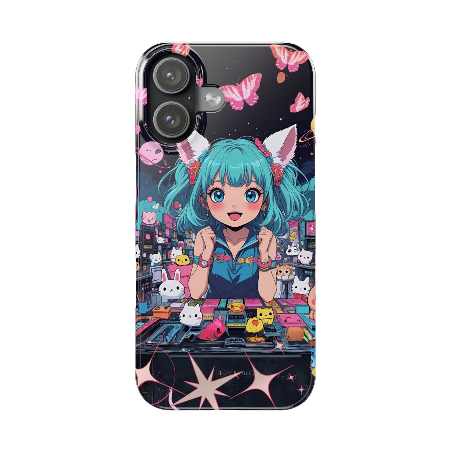 Y2K Anime Girl Slim Phone Case, Kawaii Vaporwave Style, Cute Maximalist Aesthetic, Anime Design, Slim Protection, Aesthetic Accessory