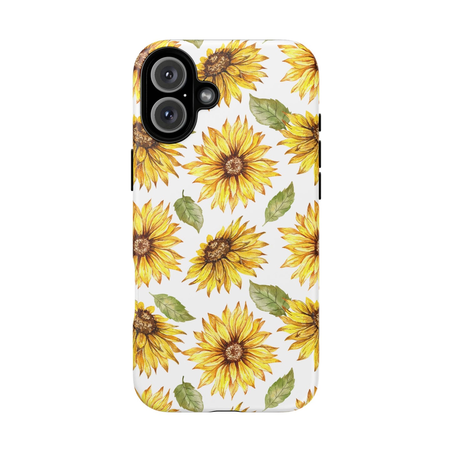 Sunflower Floral Tough Phone Case - Watercolor Botanical Print, Bright Nature Aesthetic, Compatible with iPhone, Galaxy, and Google Phones