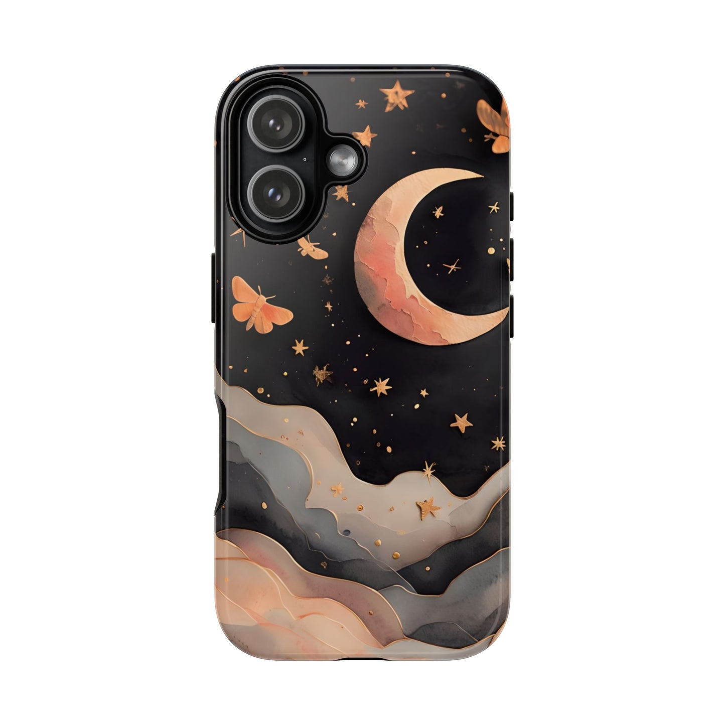 Moonlit Dream Tough Phone Case, Night Sky Art, Celestial Design, Moon Lovers, Compatible with iPhone 17, 16, 15, 14, 13, Galaxy, Google
