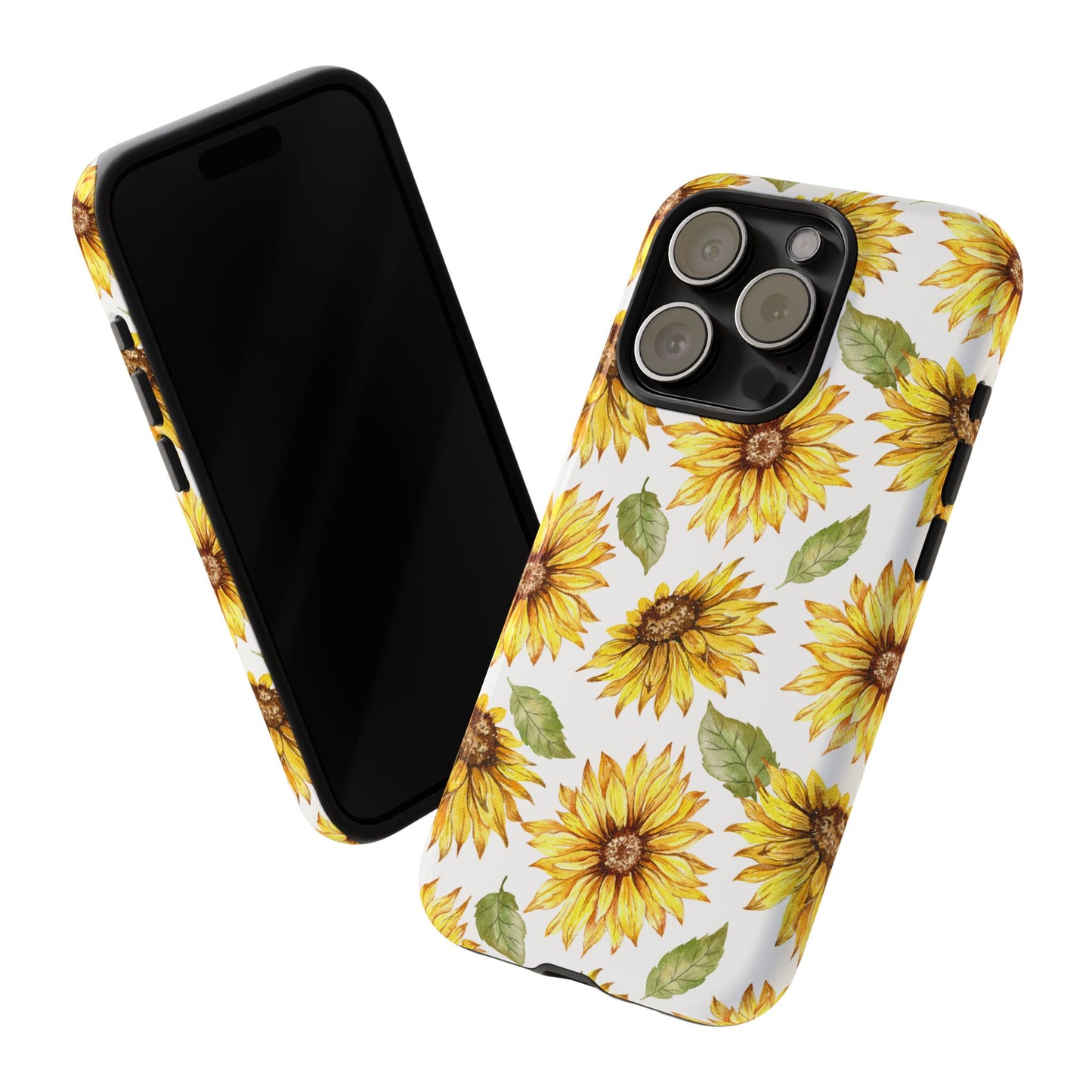 Sunflower Floral Tough Phone Case - Watercolor Botanical Print, Bright Nature Aesthetic, Compatible with iPhone, Galaxy, and Google Phones