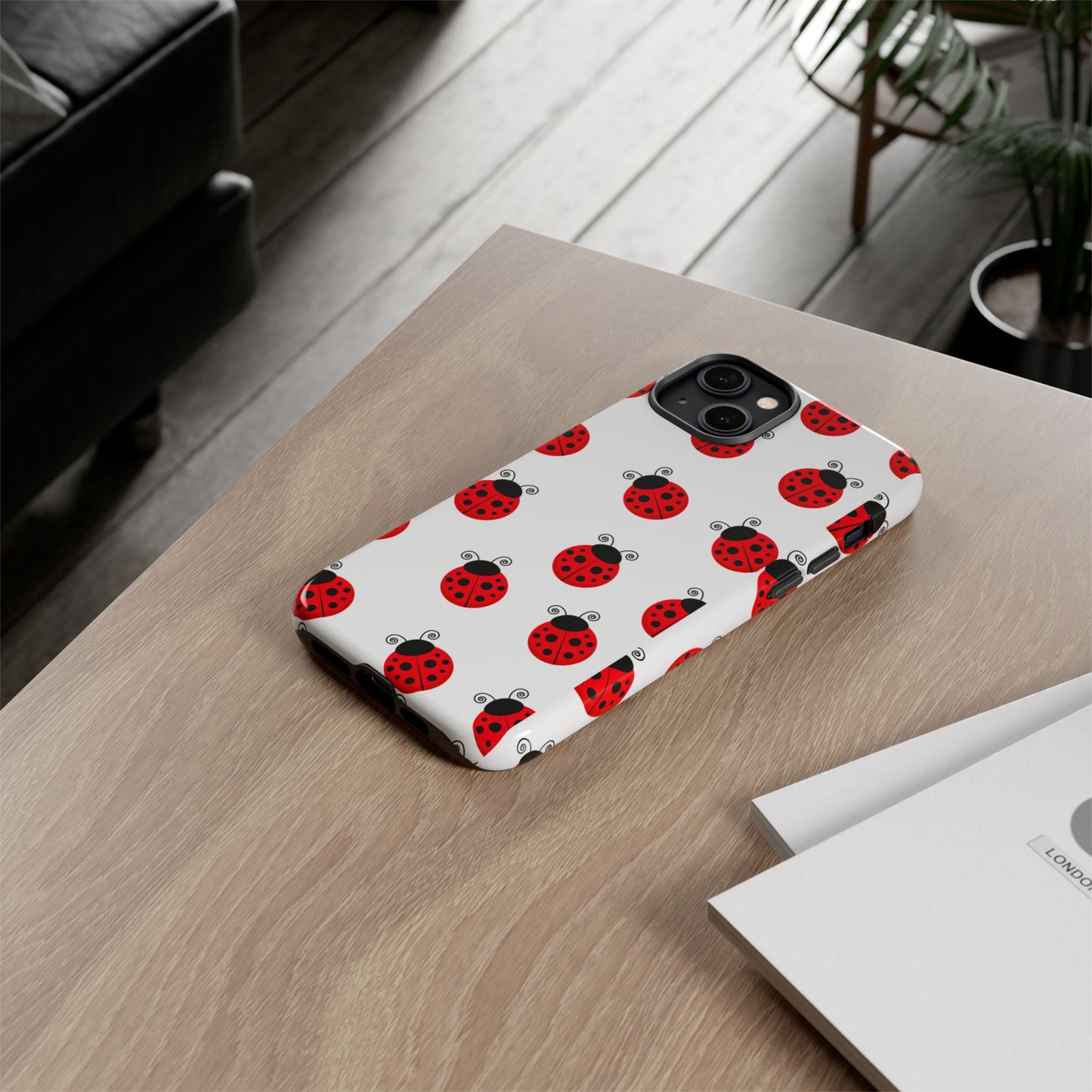 Ladybug Tough Phone Case - Cute Insect Aesthetic, Nature-Inspired Pattern Art, Compatible with iPhone, Galaxy, and Google Phones