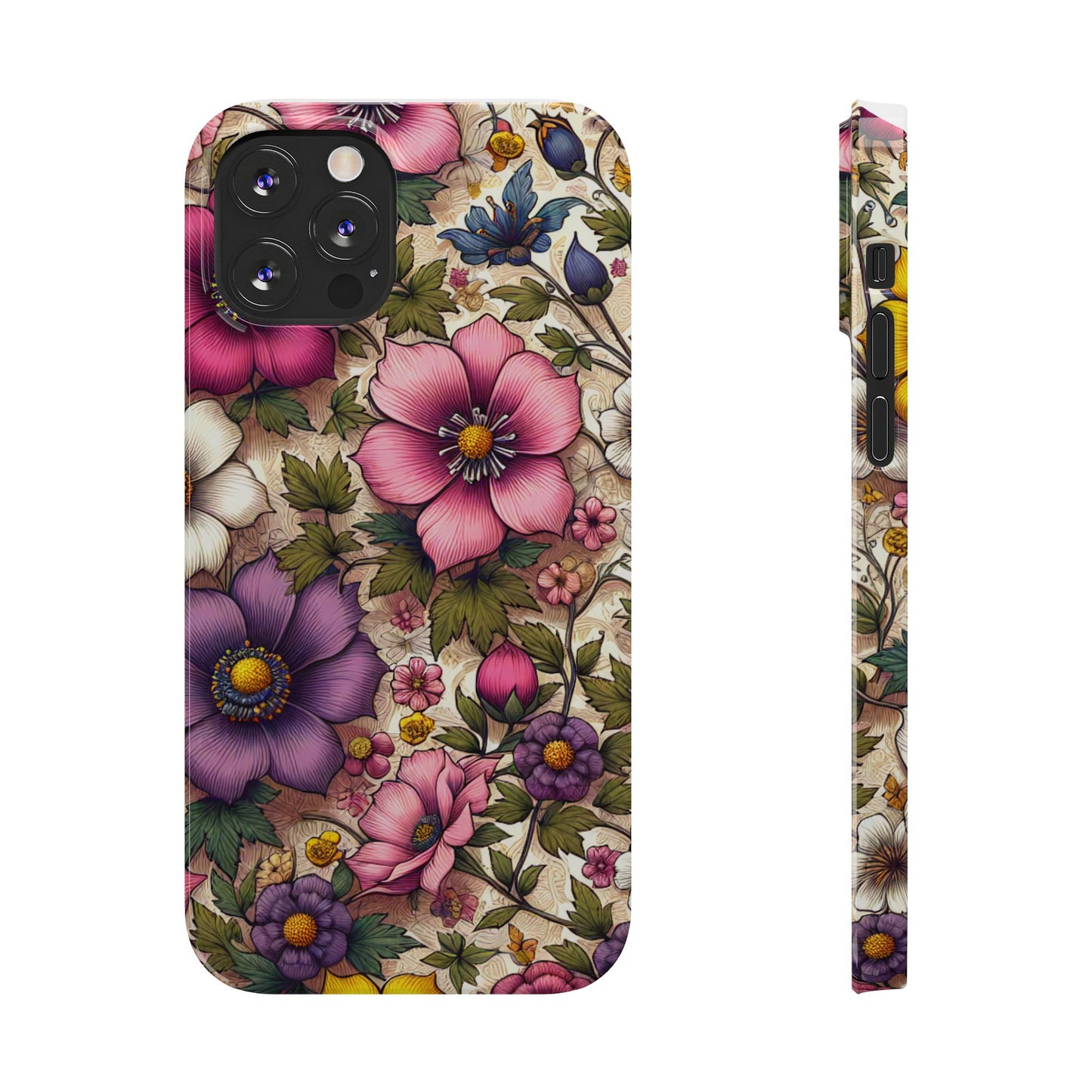 Floral Slim Phone Case - Vibrant Flower Design, Unique Floral iPhone Cover, Flower Phone Case, Gift for Her, Stylish Accessories