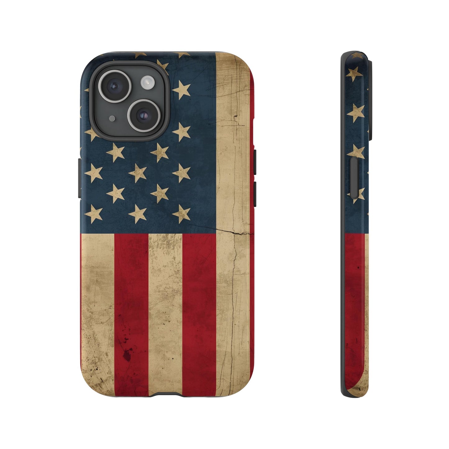 Rustic Flag Tough Phone Case, American Grunge USA Phone Cover, compatible with iPhone 17, 16, 15, 14, 13, Galaxy, Google