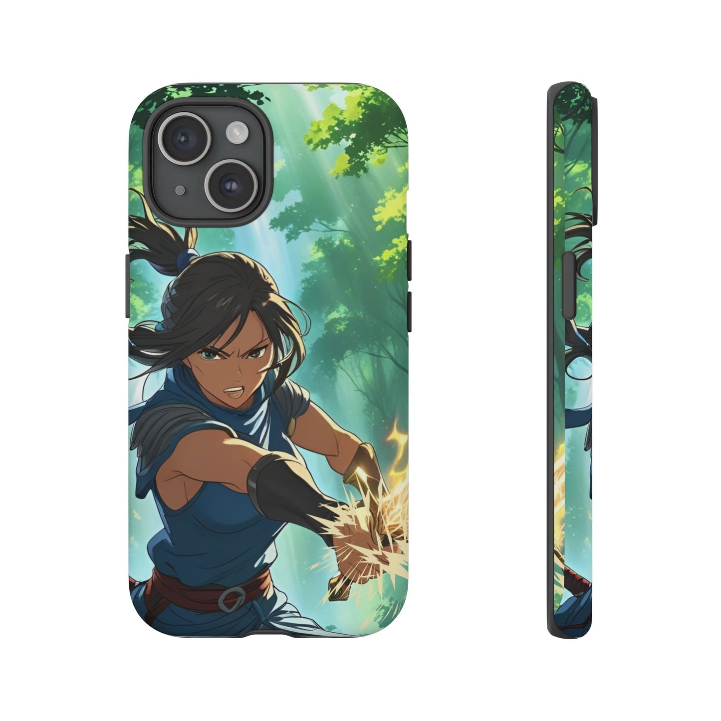 Anime Warrior Girl Tough Phone Case - Japanese Action Aesthetic, Fierce Heroine Design, Compatible with iPhone, Galaxy, and Google Phones