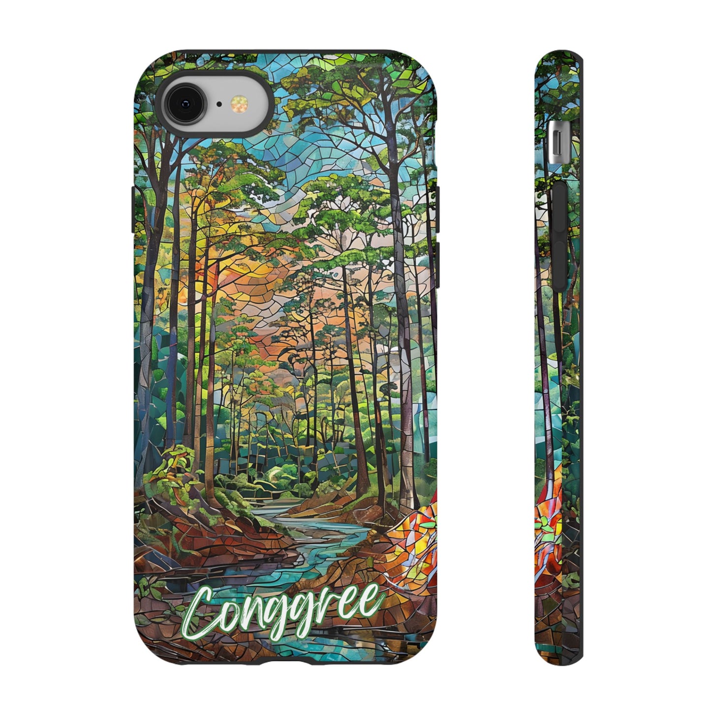 Congaree Mosaic Tough Phone Case - Lush Swamp Forest Art, Southeast Nature Aesthetic, Compatible with iPhone, Galaxy, and Google Phones