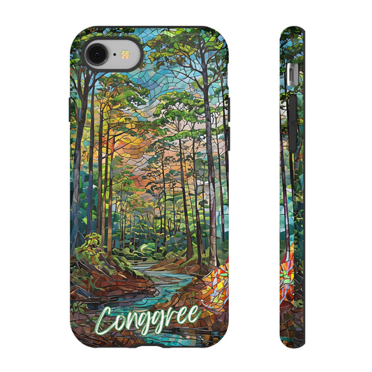 Congaree Mosaic Tough Phone Case - Lush Swamp Forest Art, Southeast Nature Aesthetic, Compatible with iPhone, Galaxy, and Google Phones