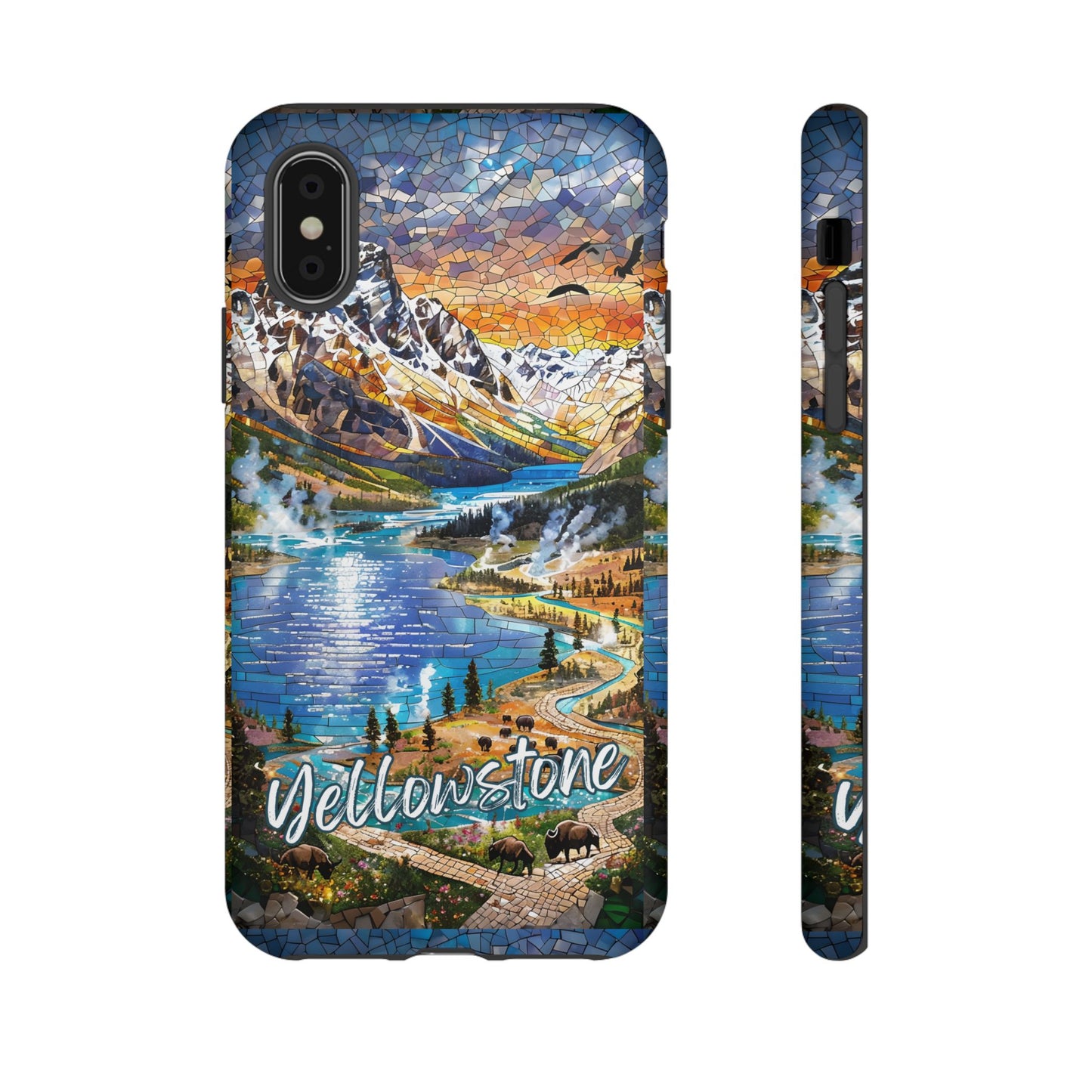 Yellowstone  National Park Phone Case, Mosaic Phone Case, Yellowstone National Park Gift, Scenic Mountains Phone Cover, Landscape Aesthetic