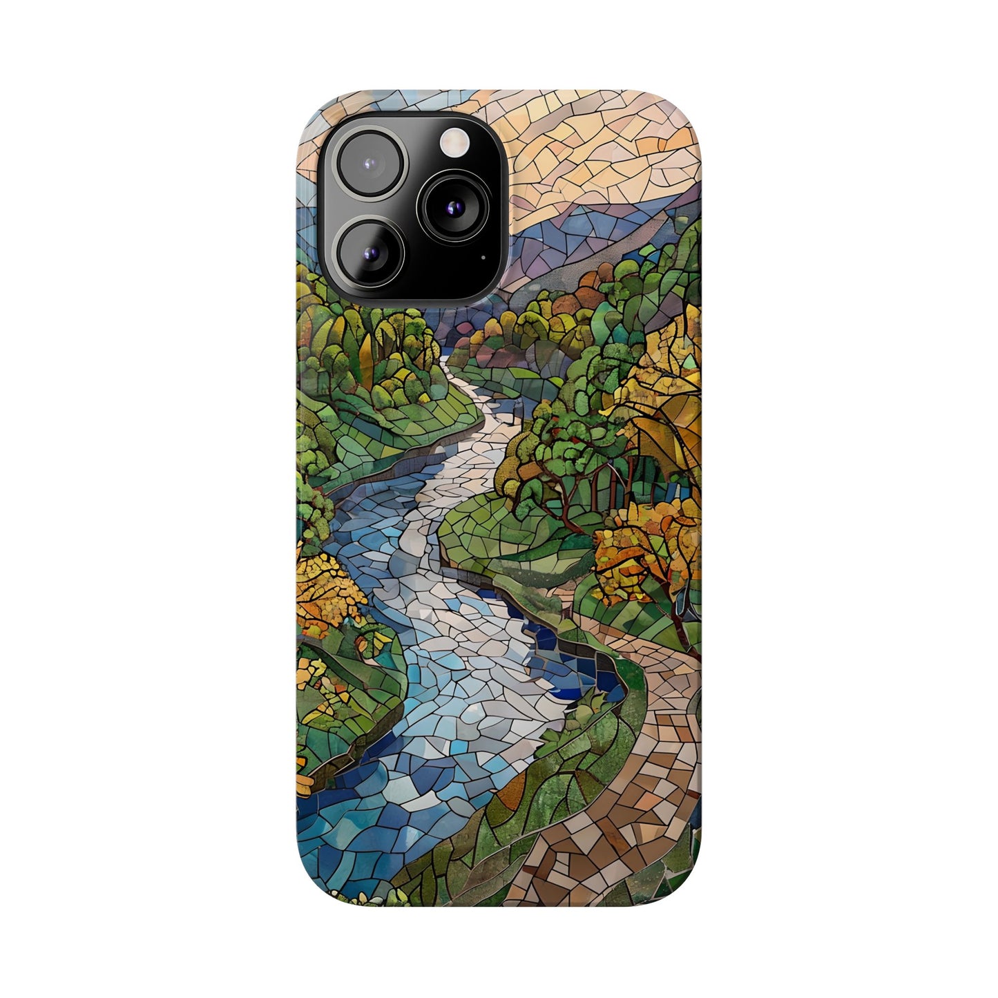 Cuyahoga Valley Mosaic Slim Phone Case, Midwest Forest Art, Scenic Nature Aesthetic, Unique Gift for Nature Lovers