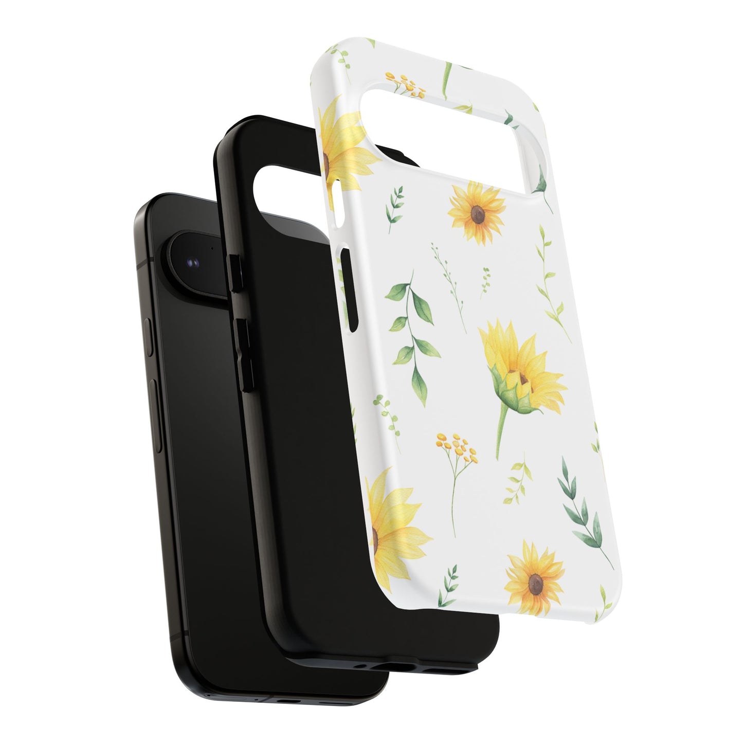 Sunflower Floral Tough Phone Case - Watercolor Botanical Print, Bright Nature Aesthetic, Compatible with iPhone, Galaxy, and Google Phones