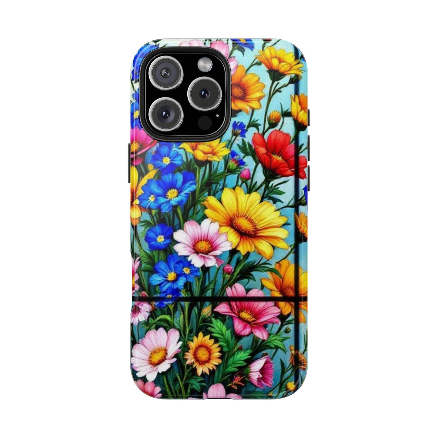 Stained Glass Floral Garden Phone Case Colorful Tough Cover compatible with iPhone 16 15 14 13 12 11 X XR XS Pro Max Plus and Samsung Pixel