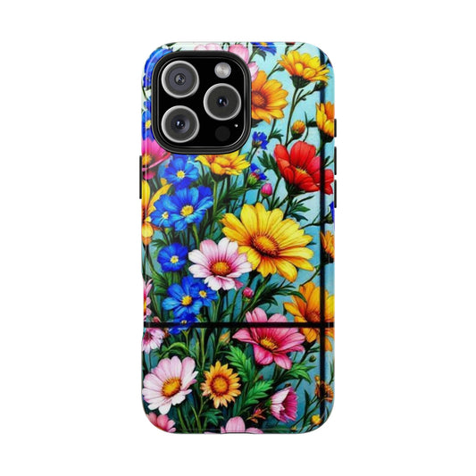 Stained Glass Floral Garden Phone Case Colorful Tough Cover compatible with iPhone 16 15 14 13 12 11 X XR XS Pro Max Plus and Samsung Pixel