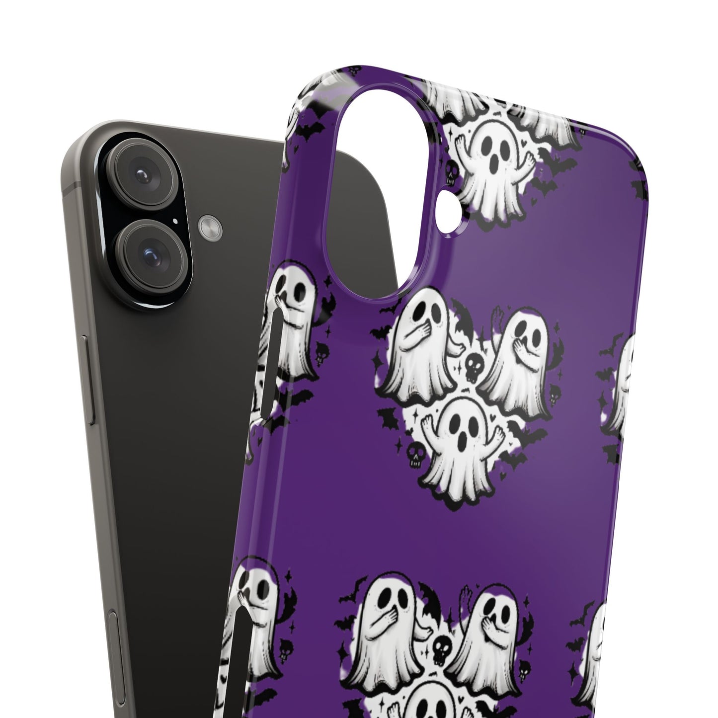 Cute Ghost Heart Slim Phone Case, Creepy Cute Spooky Heart Print, Goth Coquette Aesthetic Spooky Accessories, Halloween Gift Case