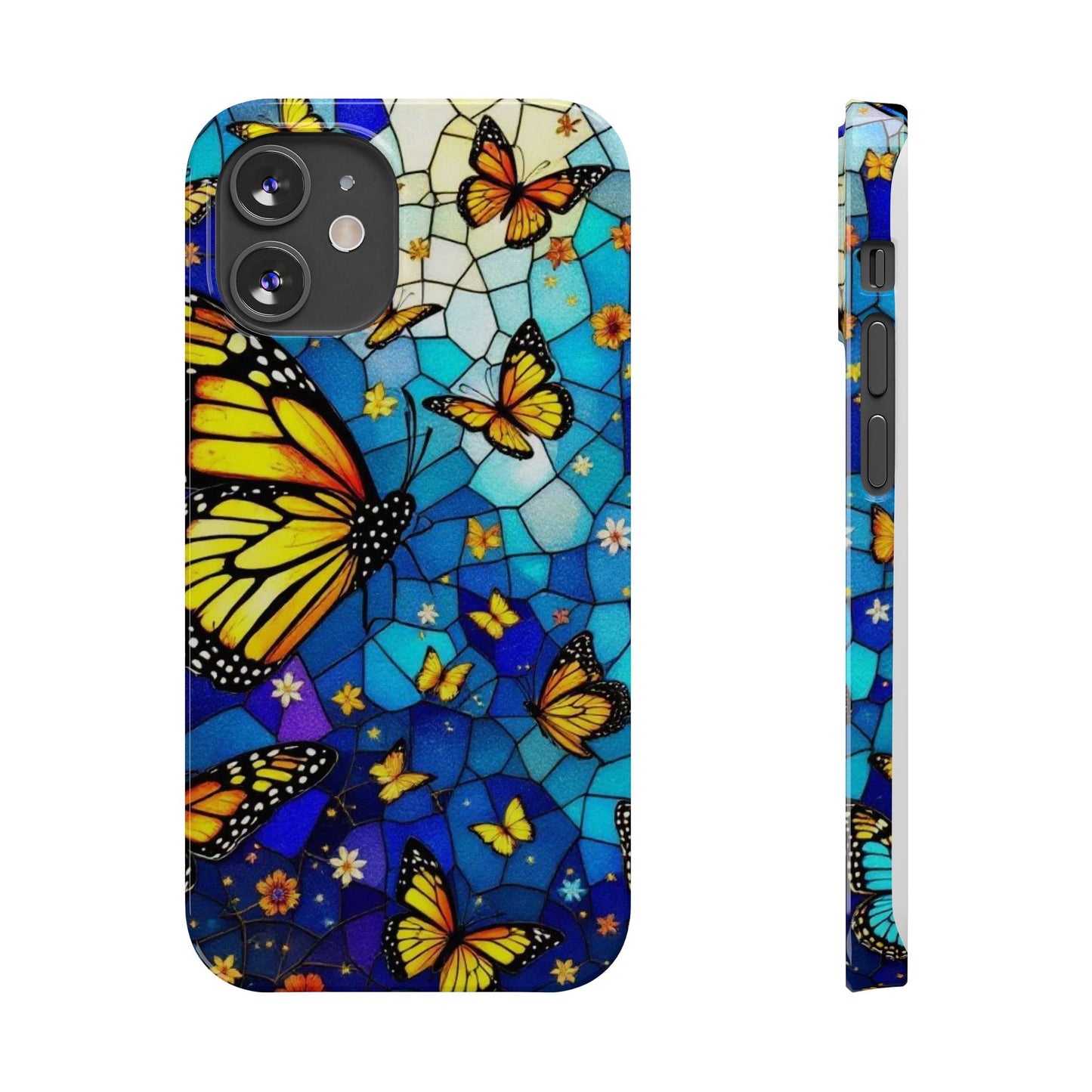 Butterfly Garden Slim Phone Case - Colorful Floral Design, Gift for Nature Lovers, Birthday Surprise, Eco-Friendly, Summer Vibes