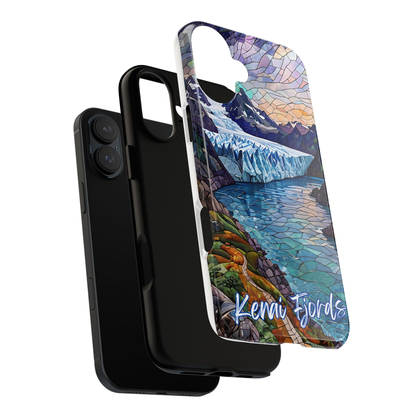 Kenai Fjords National Park Alaska Phone Case, Mosaic Phone Case, Mountain Nature Art, National Park Gift, Scenic Forest Phone Cover