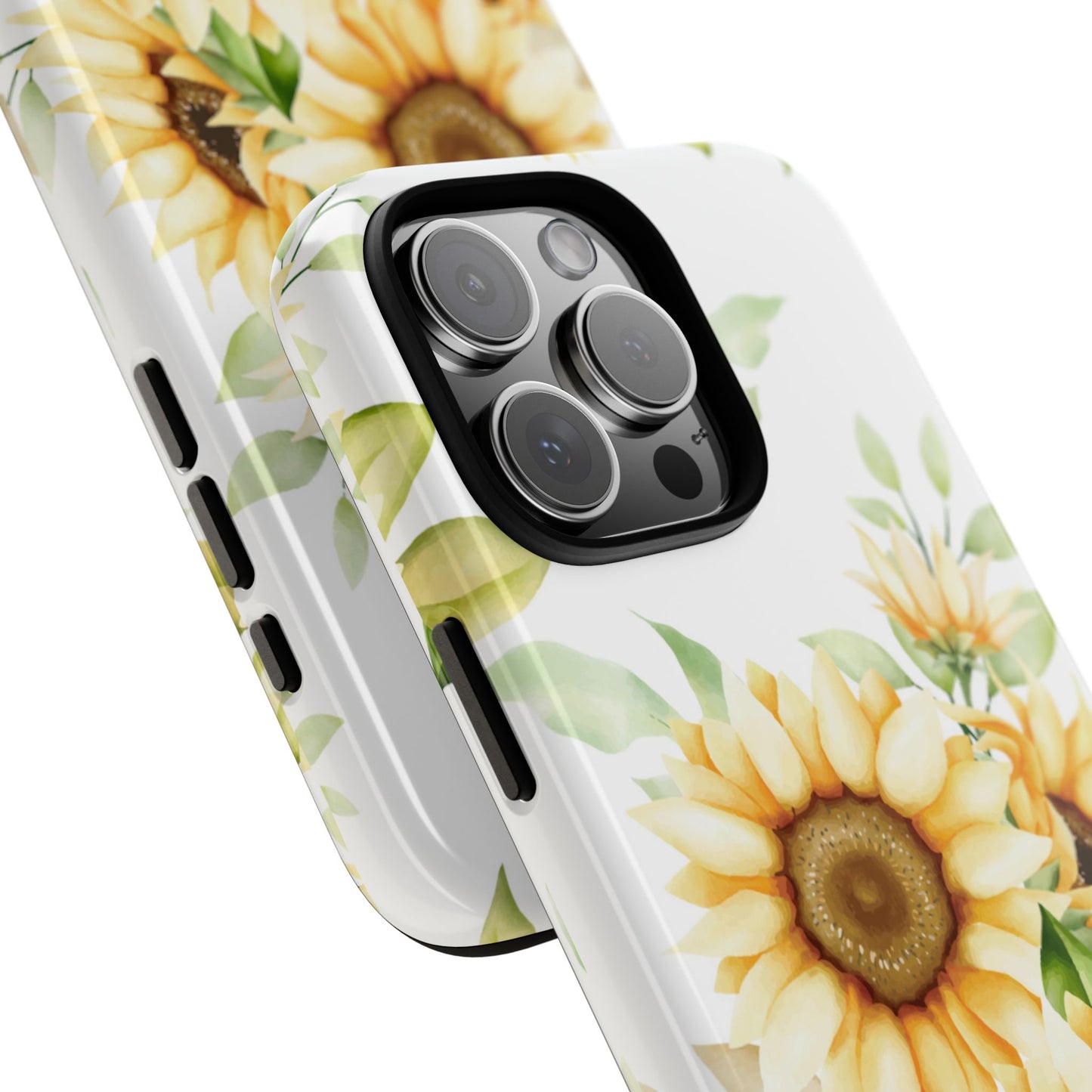 Sunflower Floral Tough Phone Case - Watercolor Botanical Art, Bright Nature Aesthetic, Compatible with iPhone, Galaxy, and Google Phones