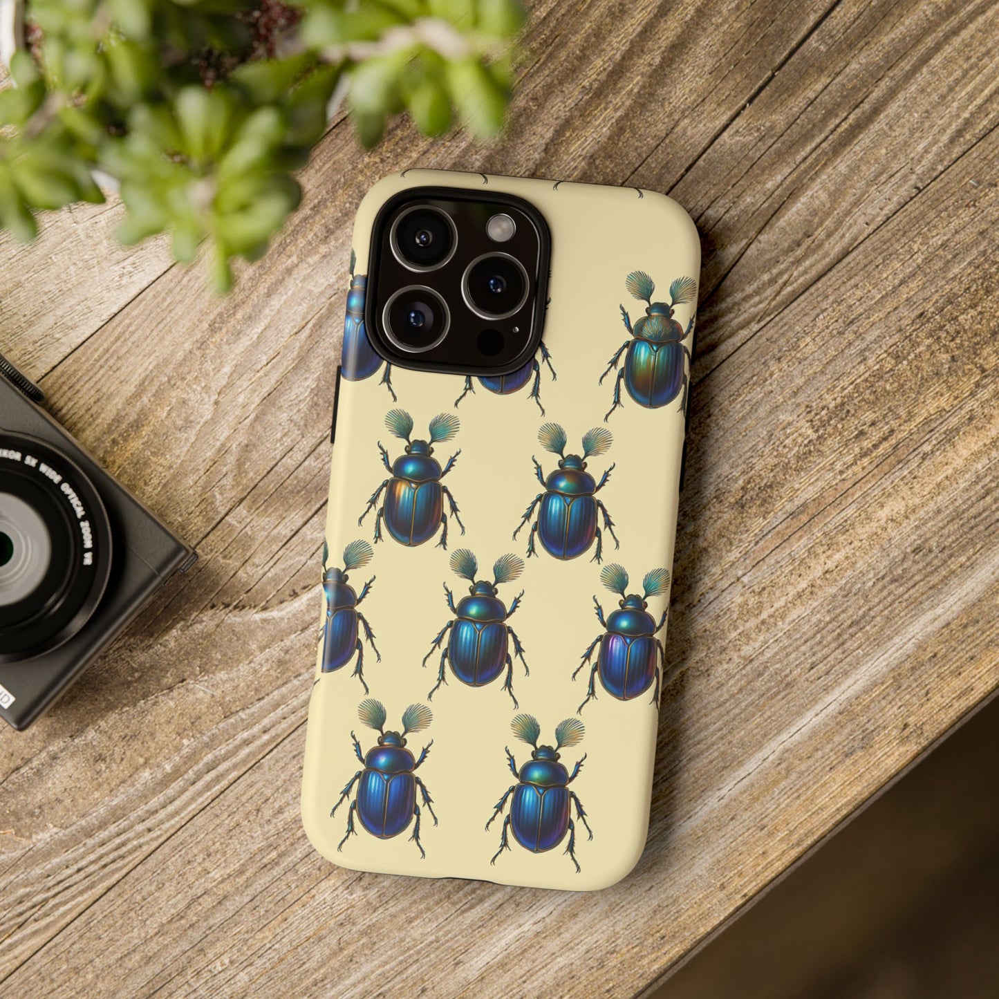 Beetle Tough Phone Case - Nature-Inspired Insect Art, Vintage Bug Pattern Design, Compatible with iPhone, Galaxy, and Google Phones