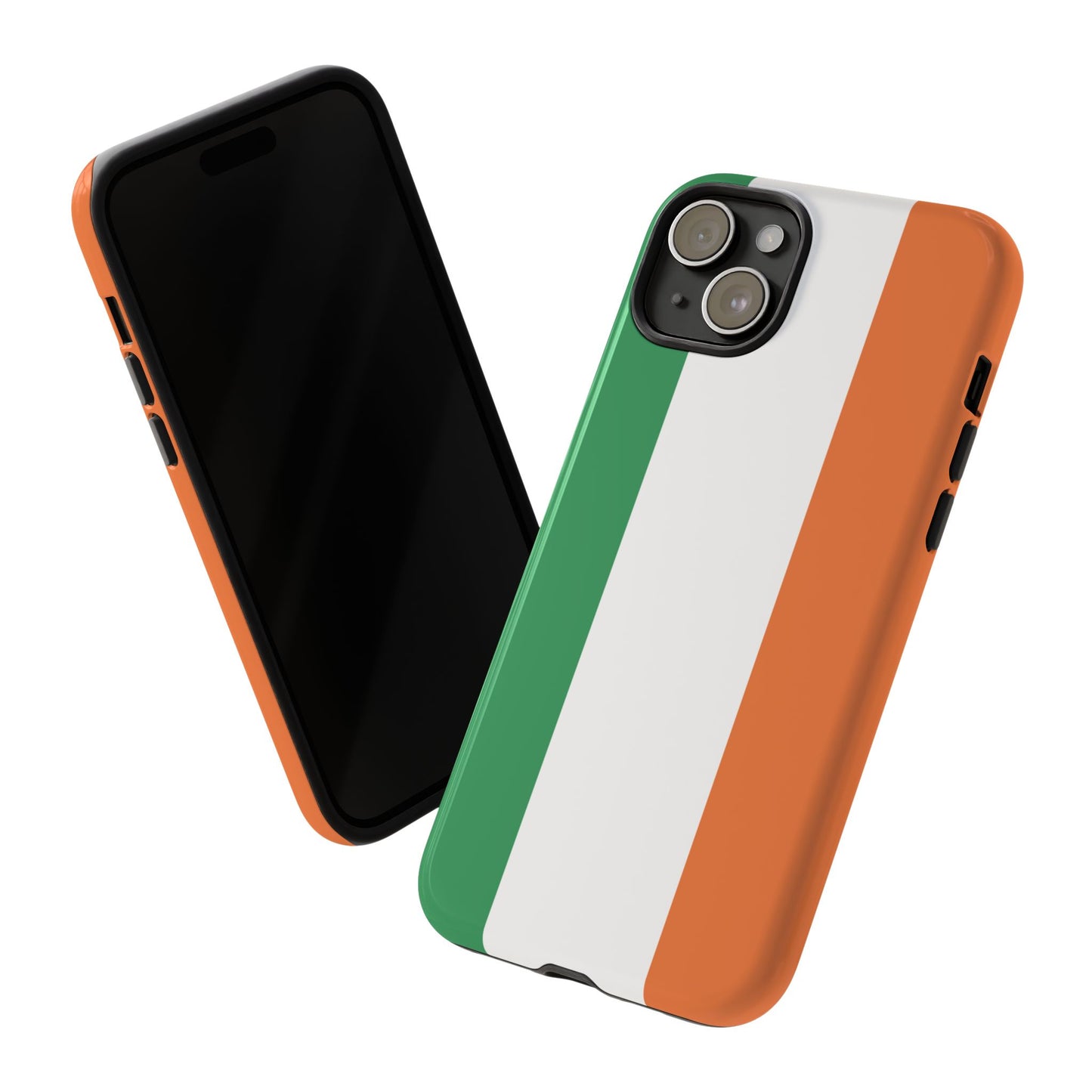 Tough Case Ireland Flag Design Phone Cover Compatible with iPhone 17, 16, 15, 14, 13, Galaxy, Google, Irish Tricolor Green White Orange