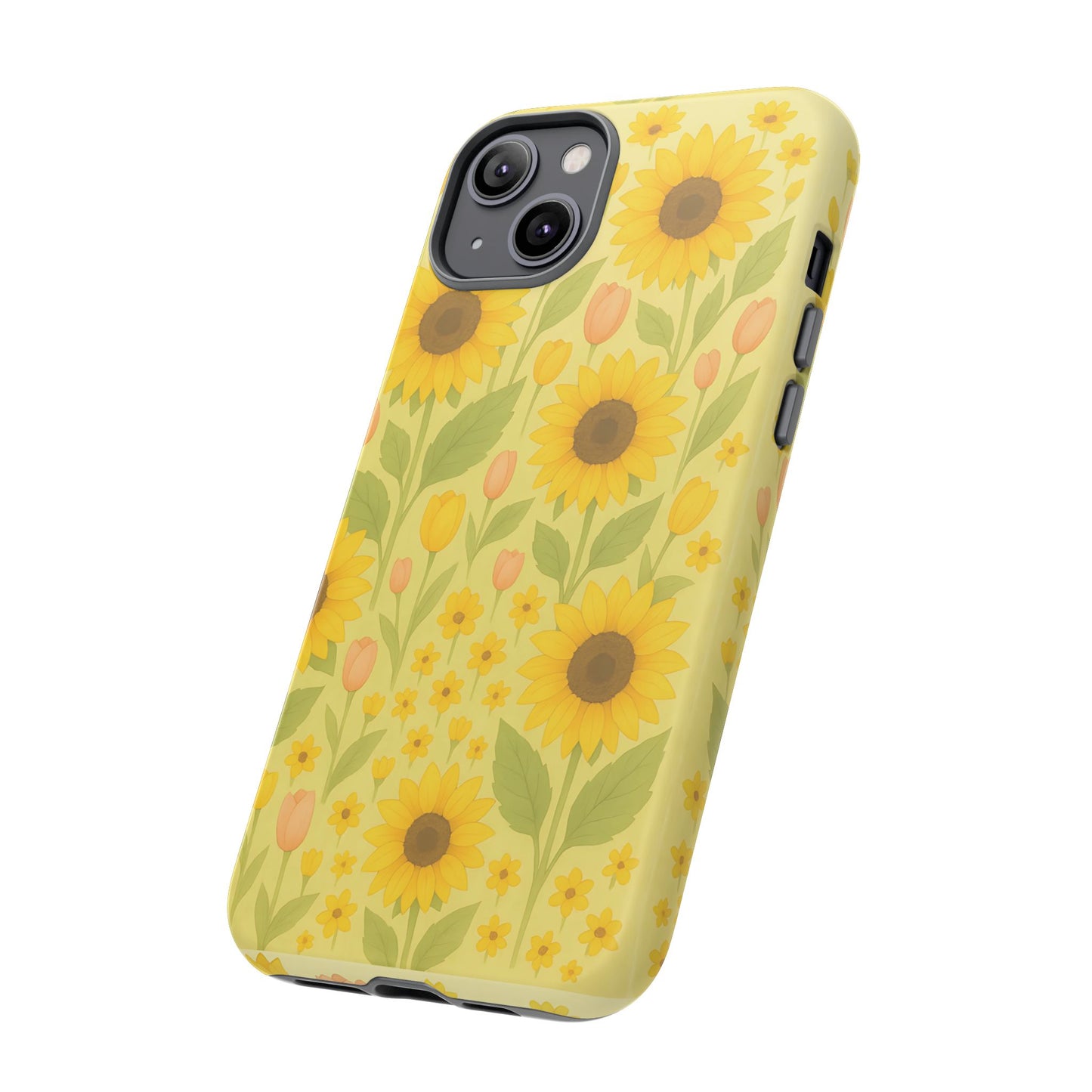 Sunflower Floral Phone Case, Watercolor Botanical Print, Aesthetic Tough Phone Case, Compatible with iPhone, Galaxy, Google