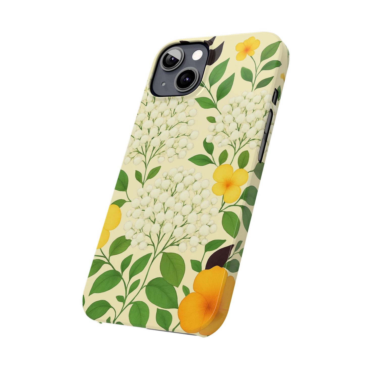Delicate Floral Print Phone Case, Autumn Botanical Slim Phone Case, Aesthetic Flower Phone Cover Compatible with iPhone, Galaxy, Google