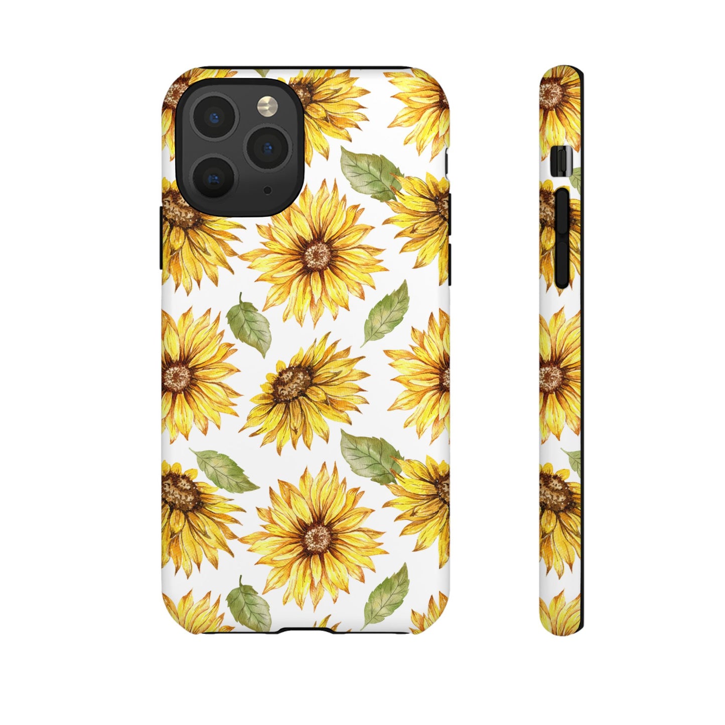 Sunflower Floral Tough Phone Case - Watercolor Botanical Print, Bright Nature Aesthetic, Compatible with iPhone, Galaxy, and Google Phones