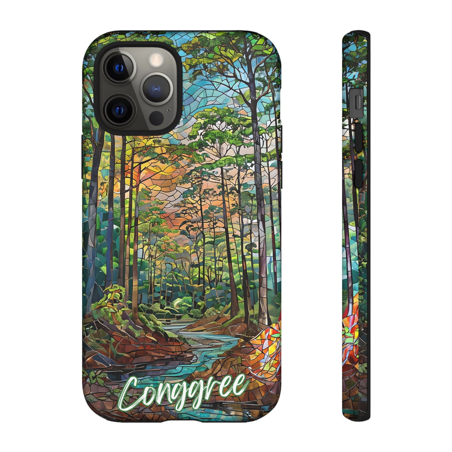 Congaree Mosaic Tough Phone Case - Lush Swamp Forest Art, Southeast Nature Aesthetic, Compatible with iPhone, Galaxy, and Google Phones