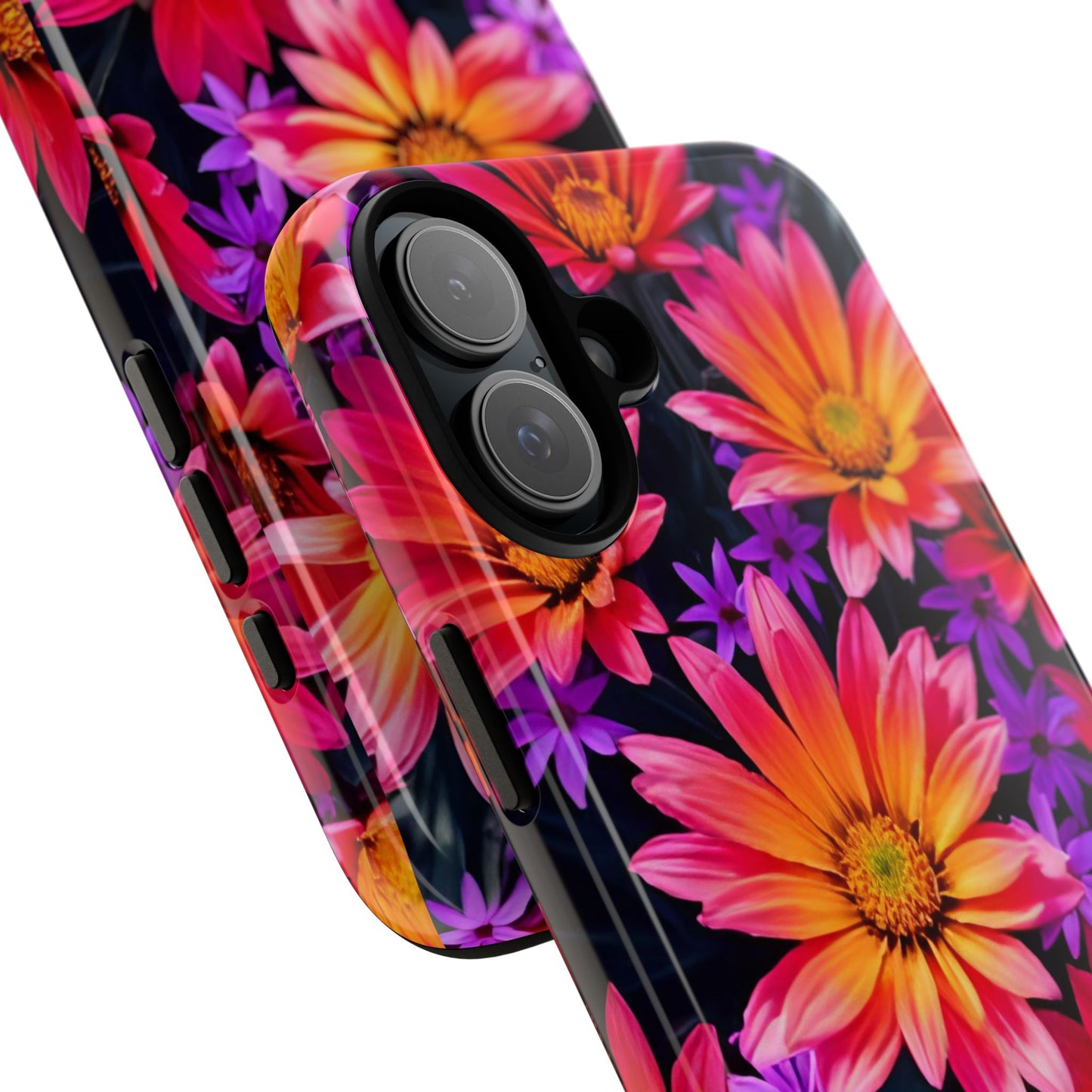 Bold Garden Flower Tough Phone Case - Colorful Floral Print, Bright Botanical Aesthetic, Compatible with iPhone, Galaxy, and Google Phones