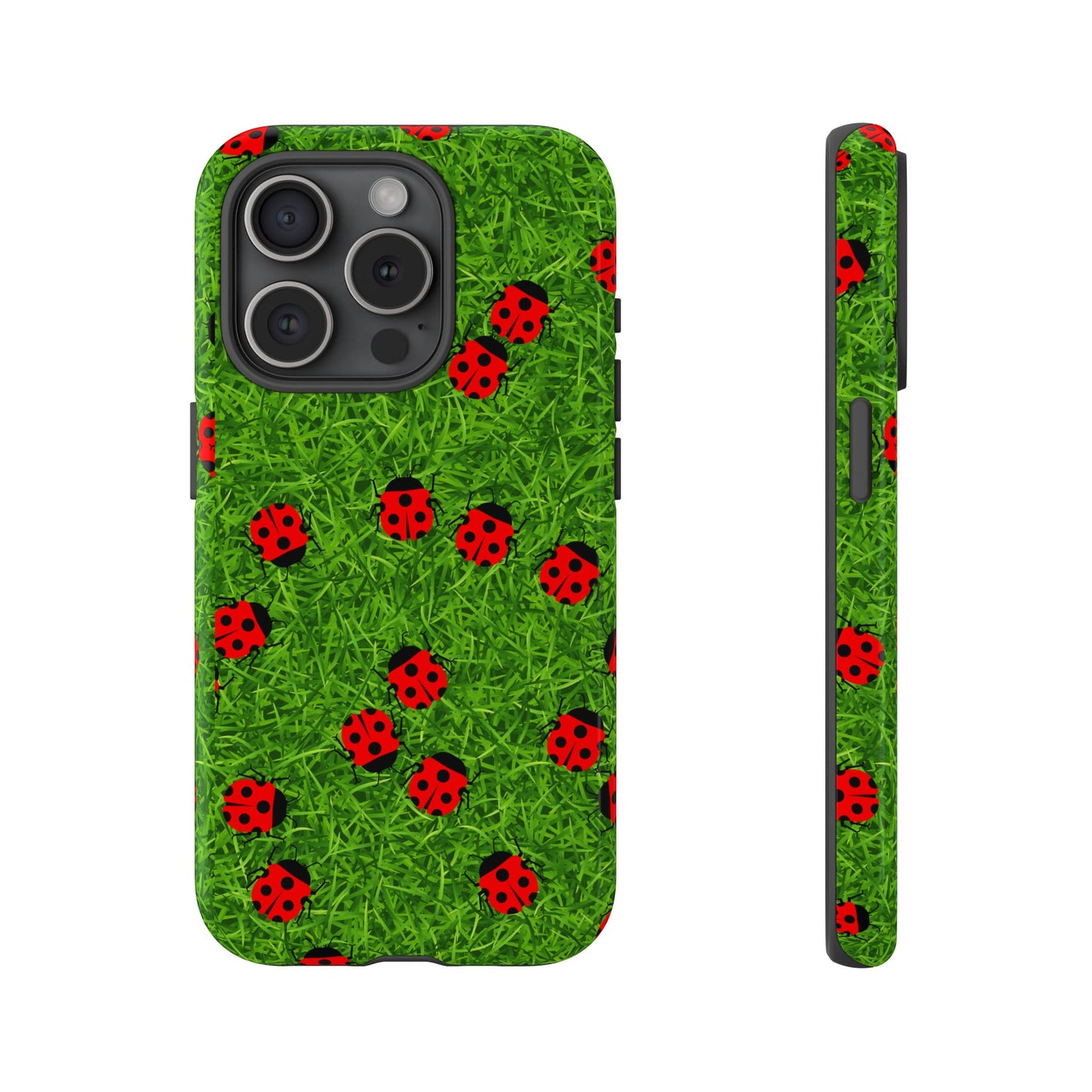 Ladybug Tough Phone Case - Cute Insect Aesthetic, Nature Pattern Art Design, Compatible with iPhone, Galaxy, and Google Phones