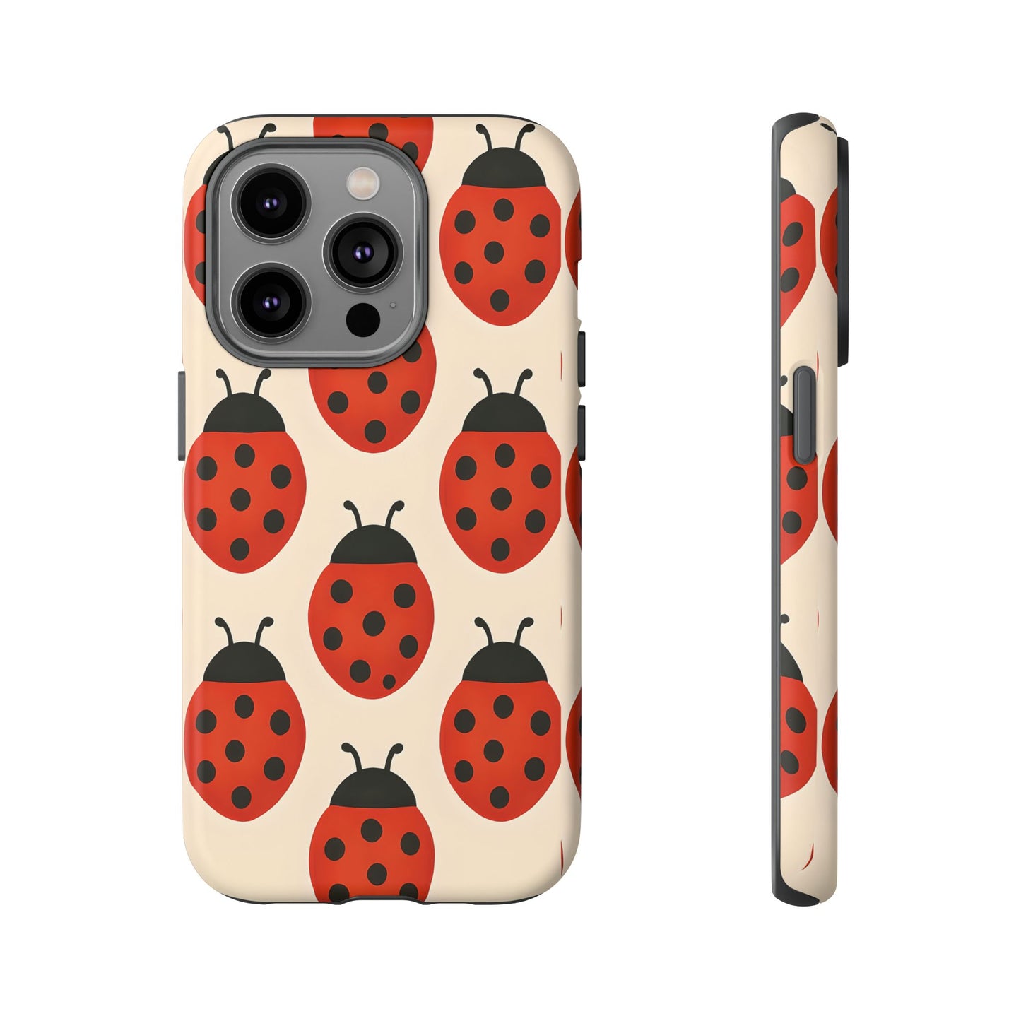 Cute Ladybug Tough Phone Case - Red and Black Insect Pattern, Nature-Inspired Design, Compatible with iPhone, Galaxy, and Google Phones