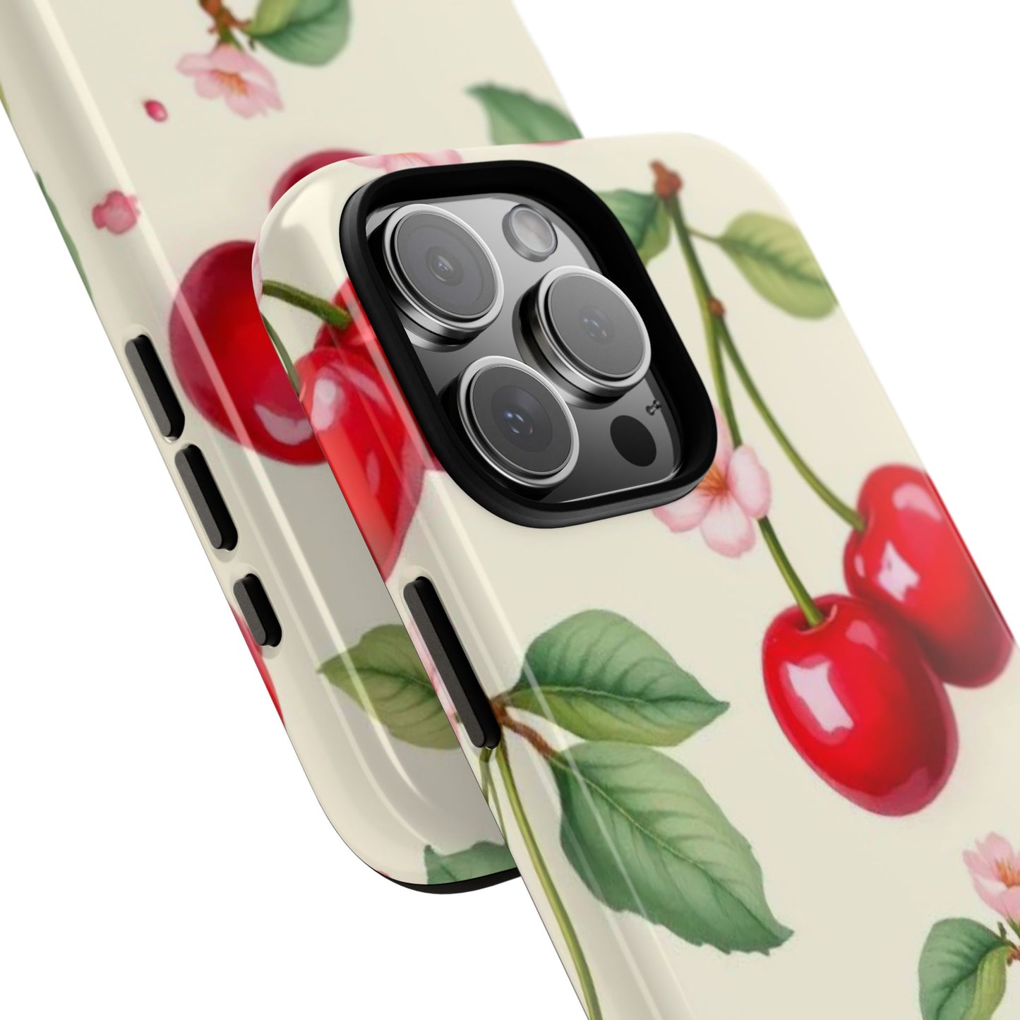 Cherries Coquette Style Tough Case Cute Vintage Aesthetic Phone Cover compatible with iPhone, Samsung, Pixel Coquette Cherry Floral Design