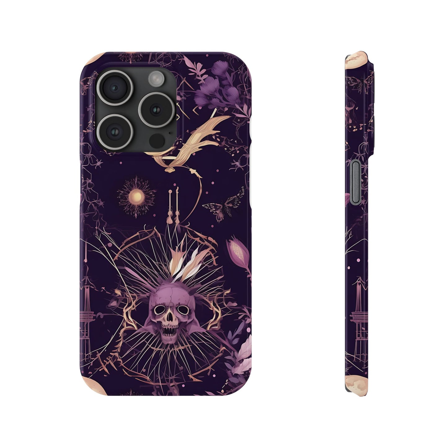 Gothic Floral Slim Phone Cases, Ghostly Style Mobile Cover, Dark Aesthetic Gift, Unique Protective Case, Perfect for Halloween