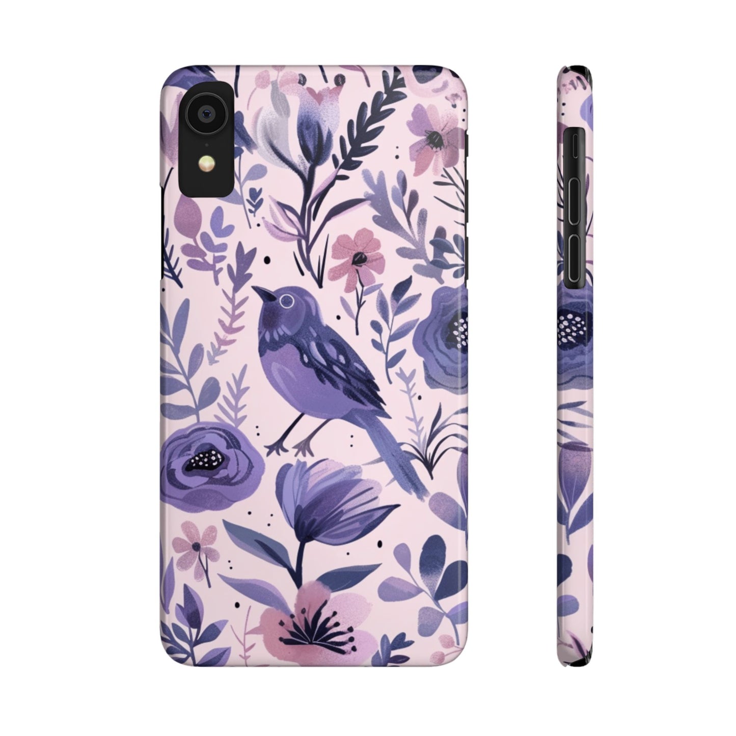 Floral Bird Slim Phone Case, Elegant Phone Cover, Cute Gift for Bird Lovers, Spring Vibes, Nature-Inspired