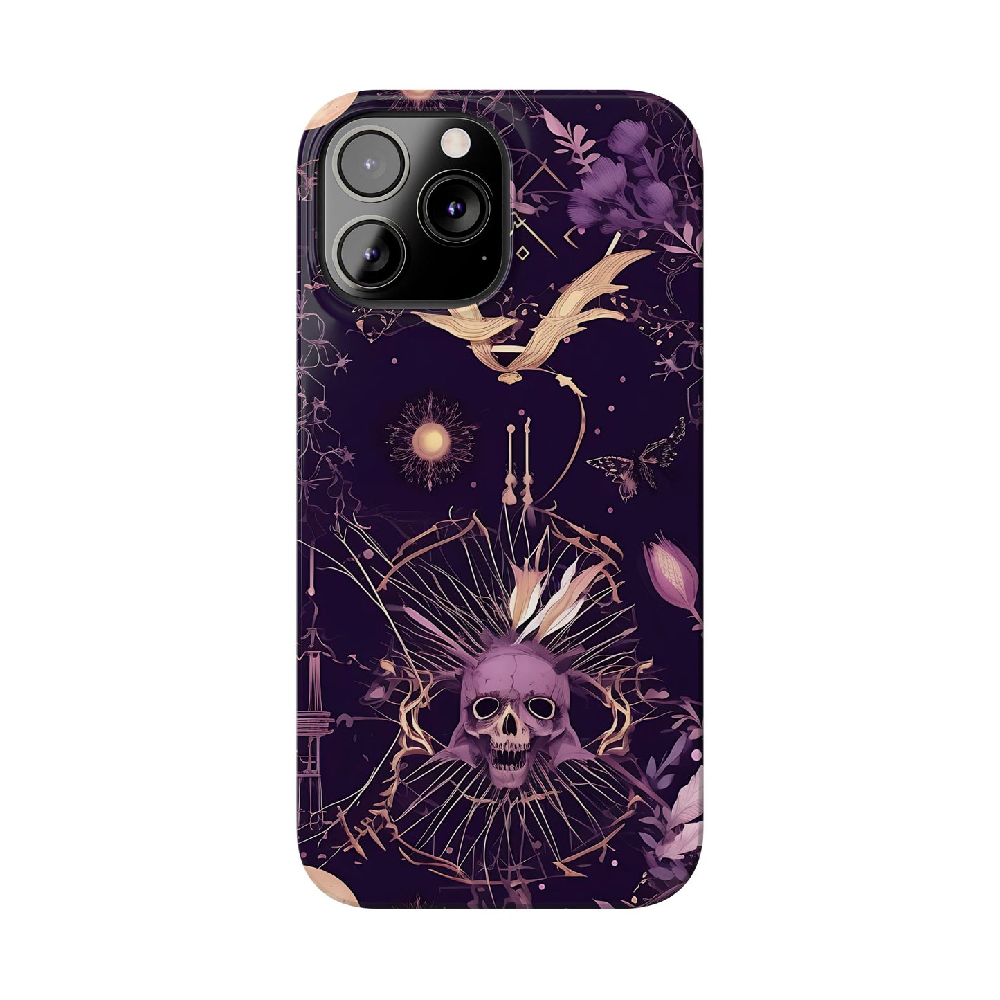 Gothic Floral Slim Phone Cases, Ghostly Style Mobile Cover, Dark Aesthetic Gift, Unique Protective Case, Perfect for Halloween