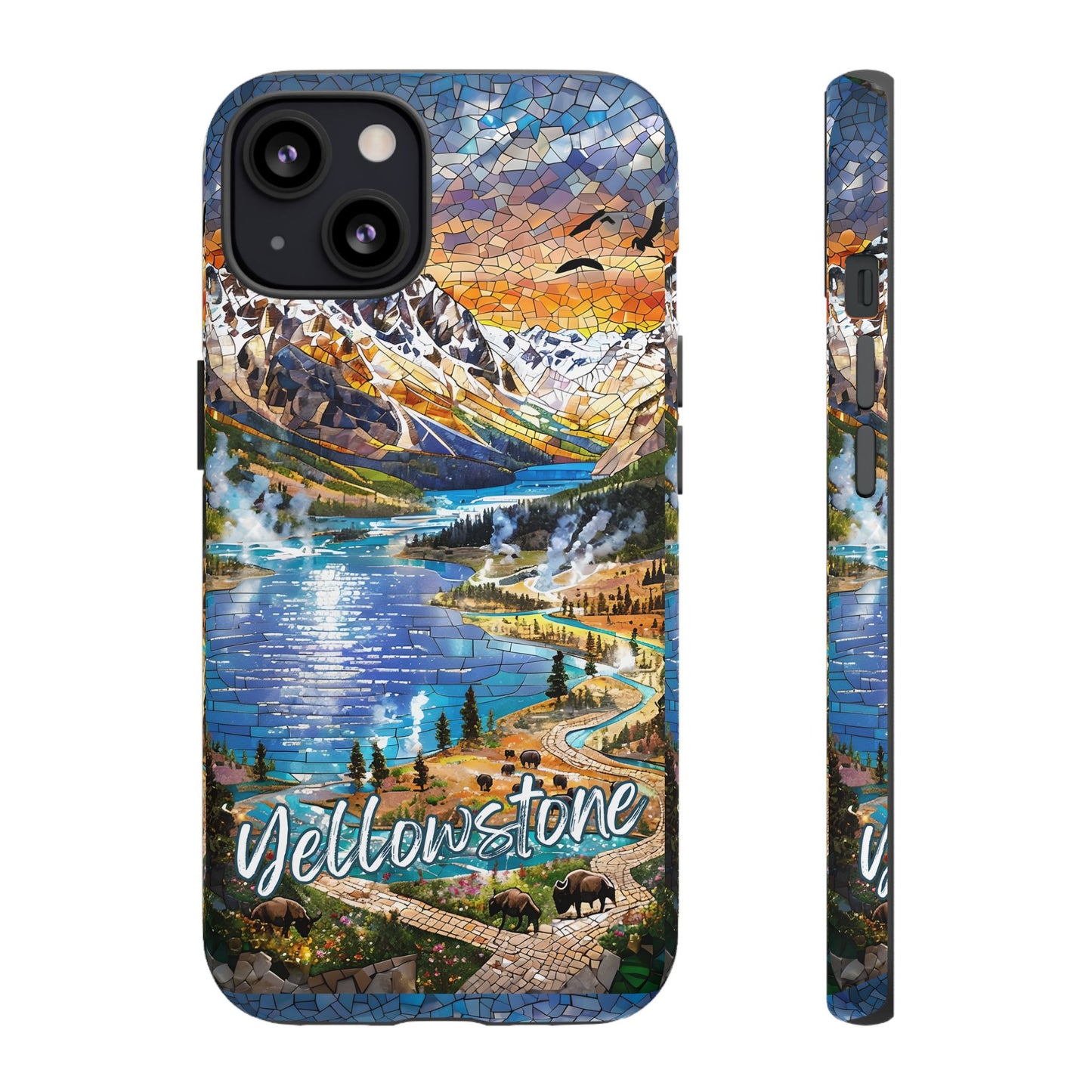 Yellowstone  National Park Phone Case, Mosaic Phone Case, Yellowstone National Park Gift, Scenic Mountains Phone Cover, Landscape Aesthetic