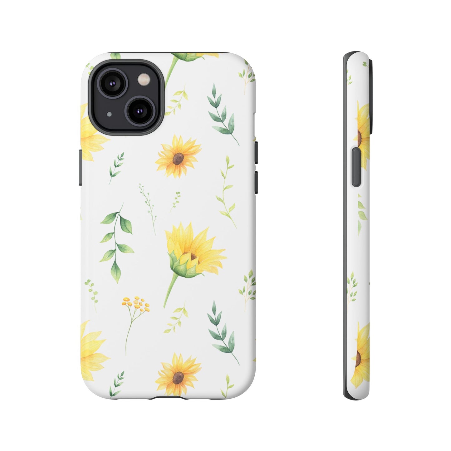Sunflower Floral Tough Phone Case - Watercolor Botanical Print, Bright Nature Aesthetic, Compatible with iPhone, Galaxy, and Google Phones