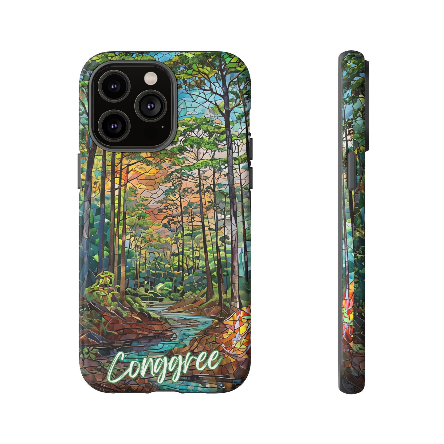 Congaree Mosaic Tough Phone Case - Lush Swamp Forest Art, Southeast Nature Aesthetic, Compatible with iPhone, Galaxy, and Google Phones
