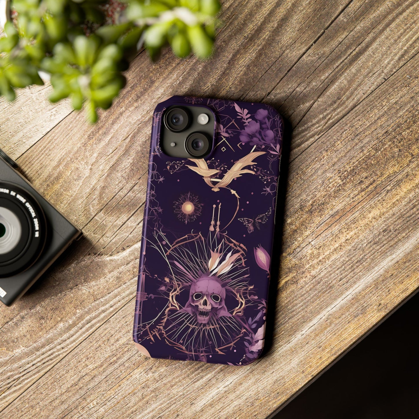 Gothic Floral Slim Phone Cases, Ghostly Style Mobile Cover, Dark Aesthetic Gift, Unique Protective Case, Perfect for Halloween