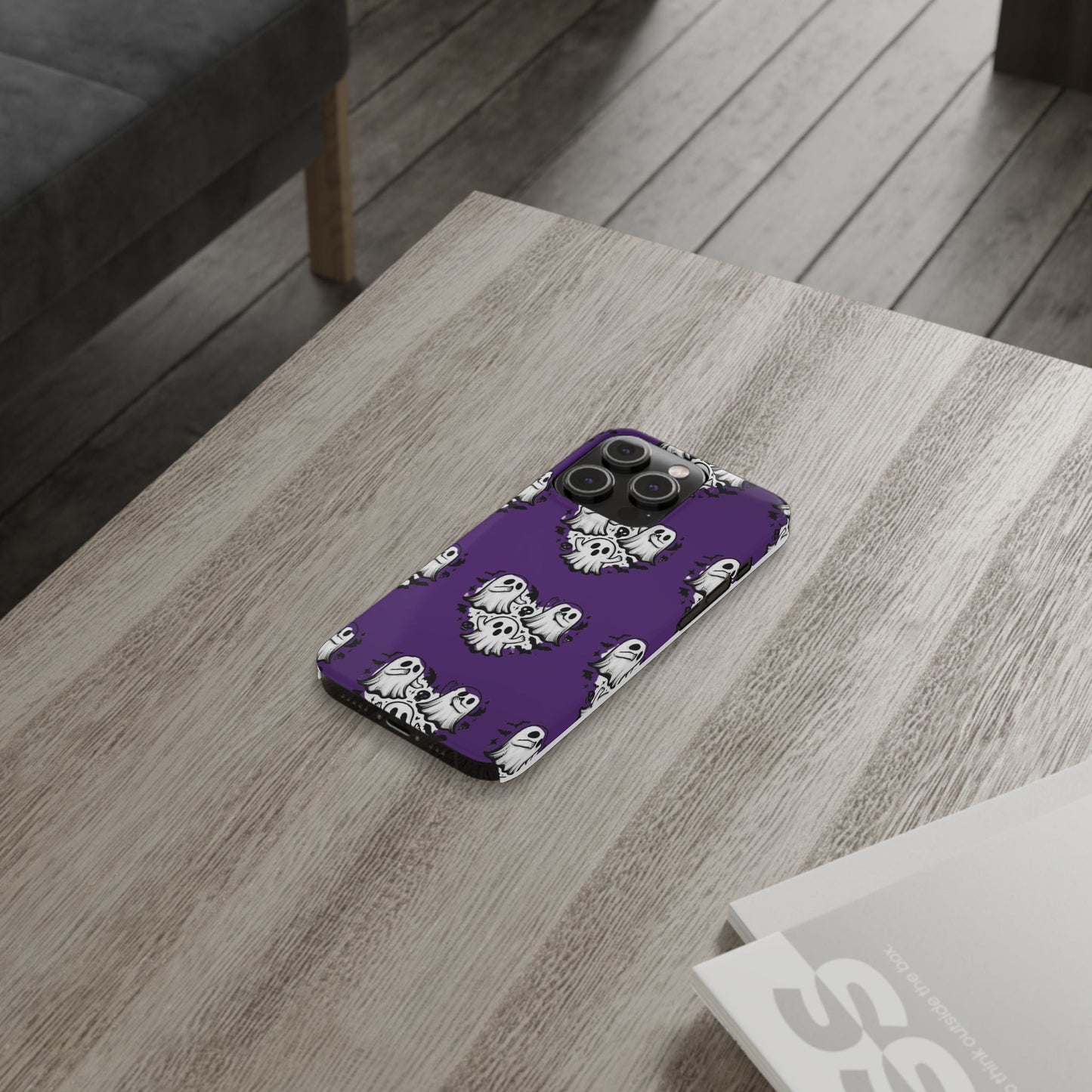 Cute Ghost Heart Slim Phone Case, Creepy Cute Spooky Heart Print, Goth Coquette Aesthetic Spooky Accessories, Halloween Gift Case