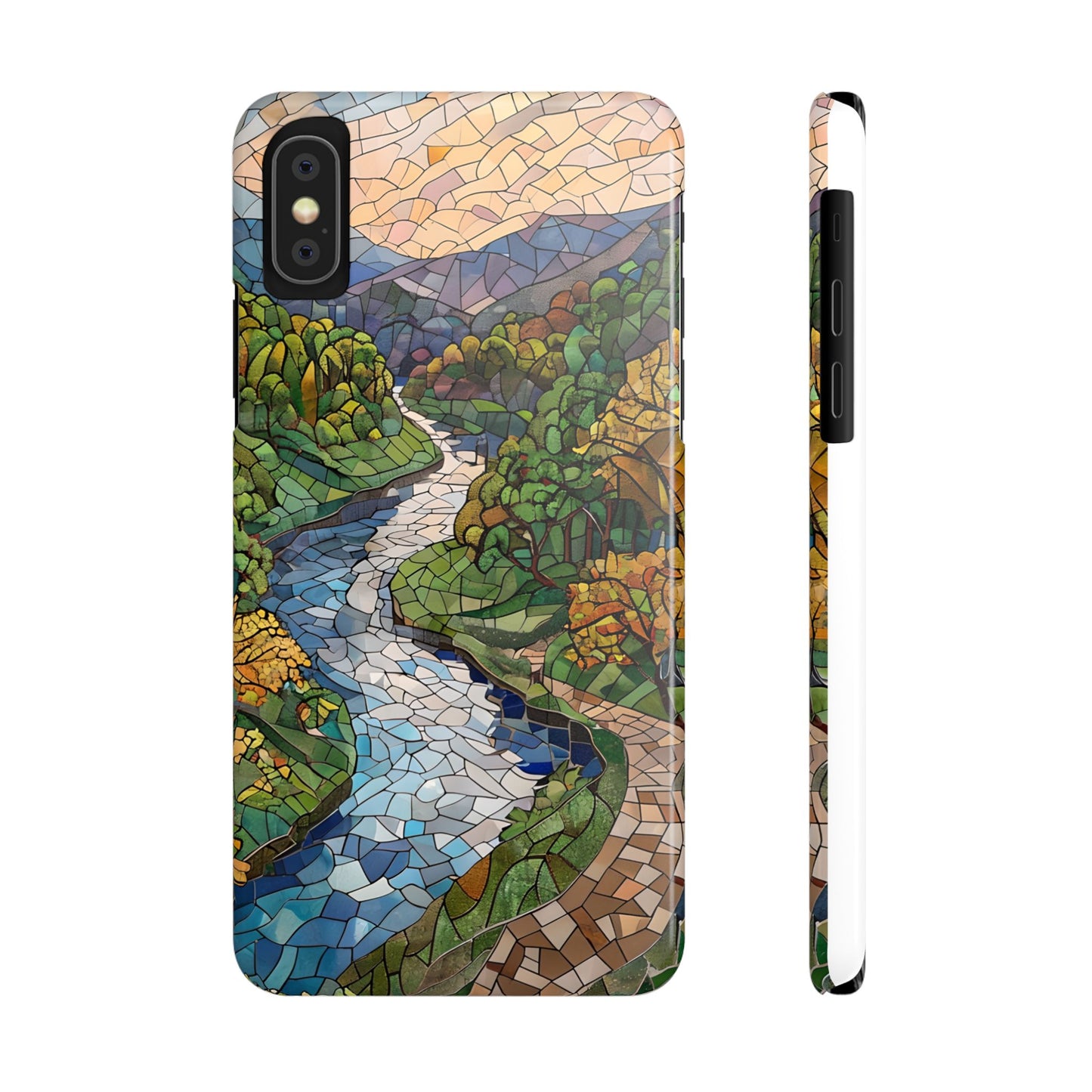 Cuyahoga Valley Mosaic Slim Phone Case, Midwest Forest Art, Scenic Nature Aesthetic, Unique Gift for Nature Lovers