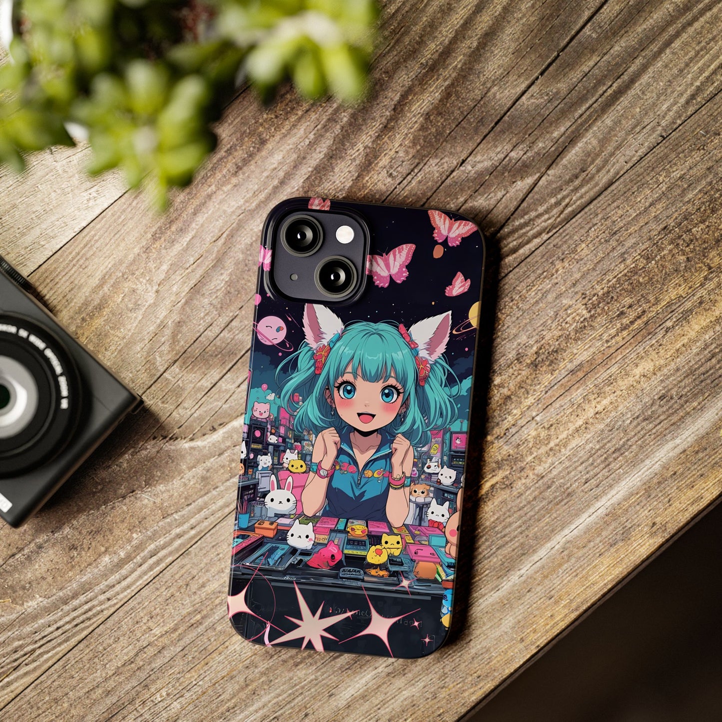 Y2K Anime Girl Slim Phone Case, Kawaii Vaporwave Style, Cute Maximalist Aesthetic, Anime Design, Slim Protection, Aesthetic Accessory