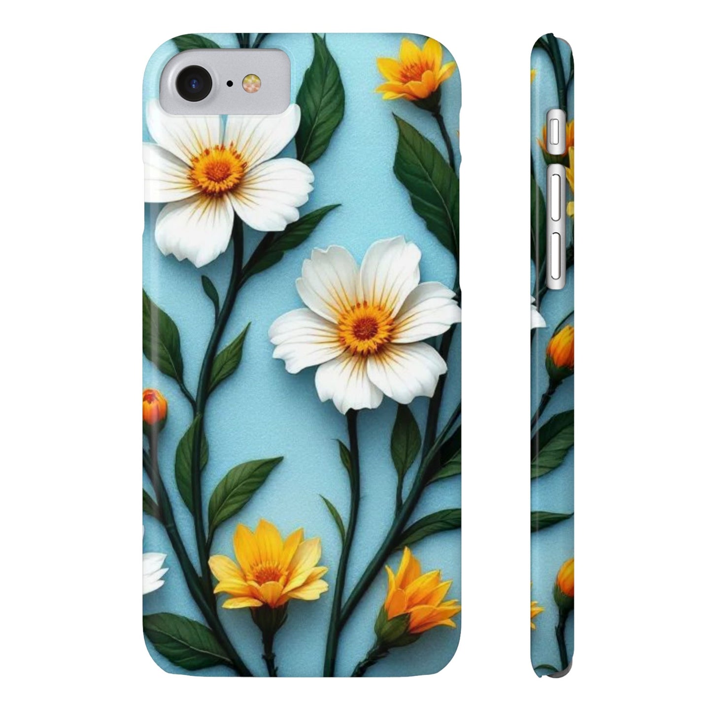 Floral Slim Phone Case - Colorful Flower Design, Elegant Phone Cover, Spring Accessories, Gift Idea for Her, Trendy Cell Phone Case