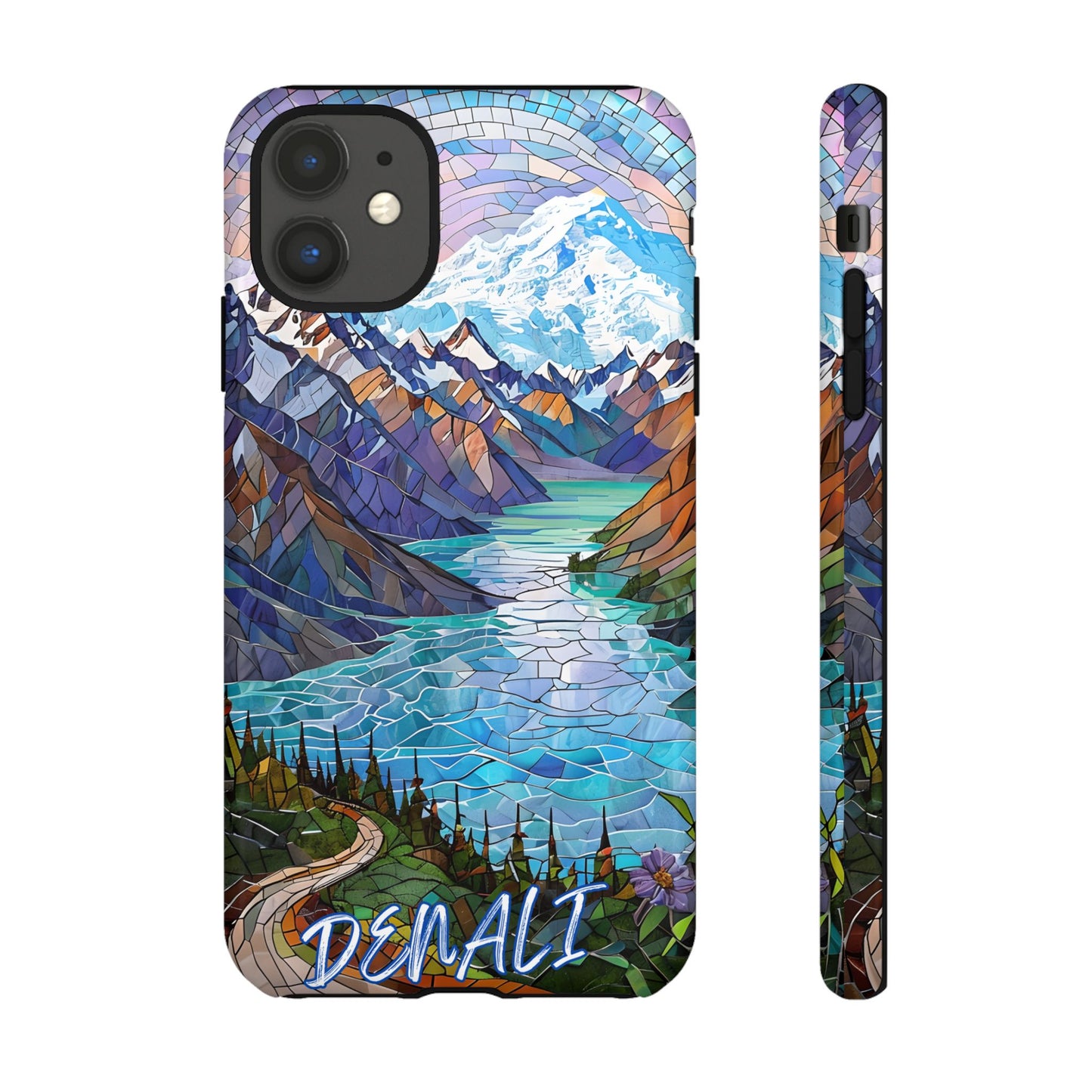 Denali National Park Alaska Phone Case, Mosaic Phone Case, Mountain Nature Art, National Park Gift,Stained Glass Scenic Forest Phone Cover,
