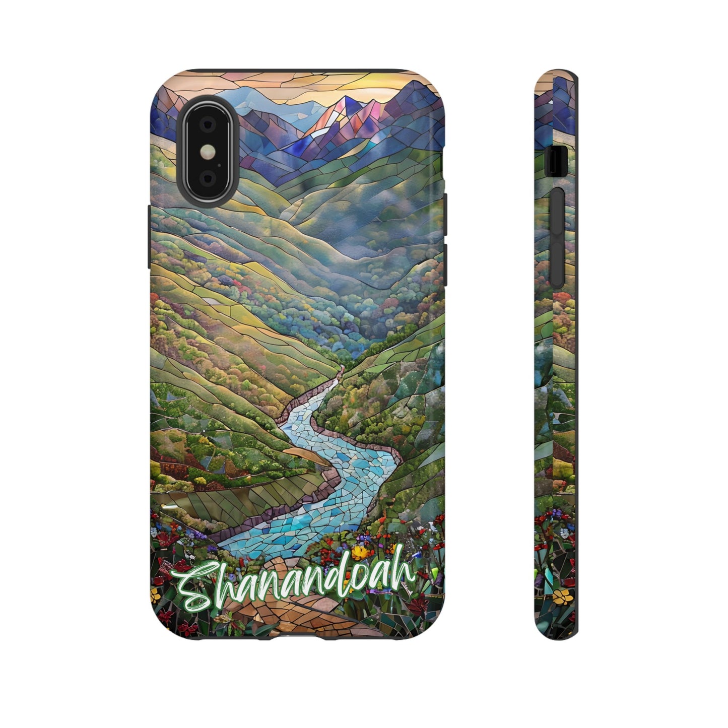 Shenandoah Mosaic Tough Phone Case - Blue Ridge Mountain Art, Scenic Forest Aesthetic, Compatible with iPhone, Galaxy, and Google Phones