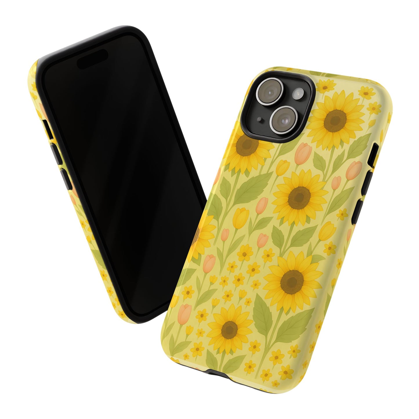 Sunflower Floral Phone Case, Watercolor Botanical Print, Aesthetic Tough Phone Case, Compatible with iPhone, Galaxy, Google