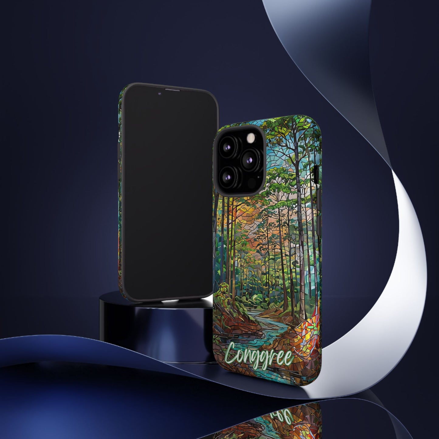 Congaree Mosaic Tough Phone Case - Lush Swamp Forest Art, Southeast Nature Aesthetic, Compatible with iPhone, Galaxy, and Google Phones