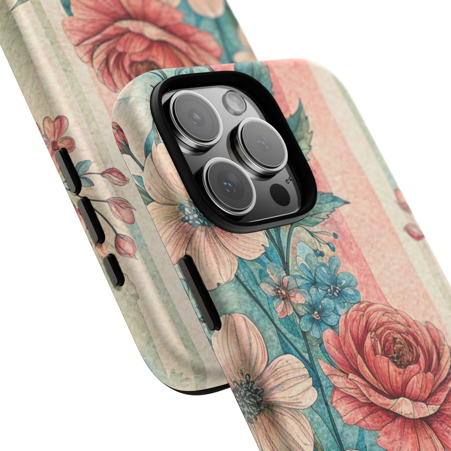 Vintage Floral Phone Case compatible with iPhone 16 pro max plus 15 14 13 12 11 10 9 8 X Samsung Pixel Pastel Roses Gift for Her, Mom,Sister