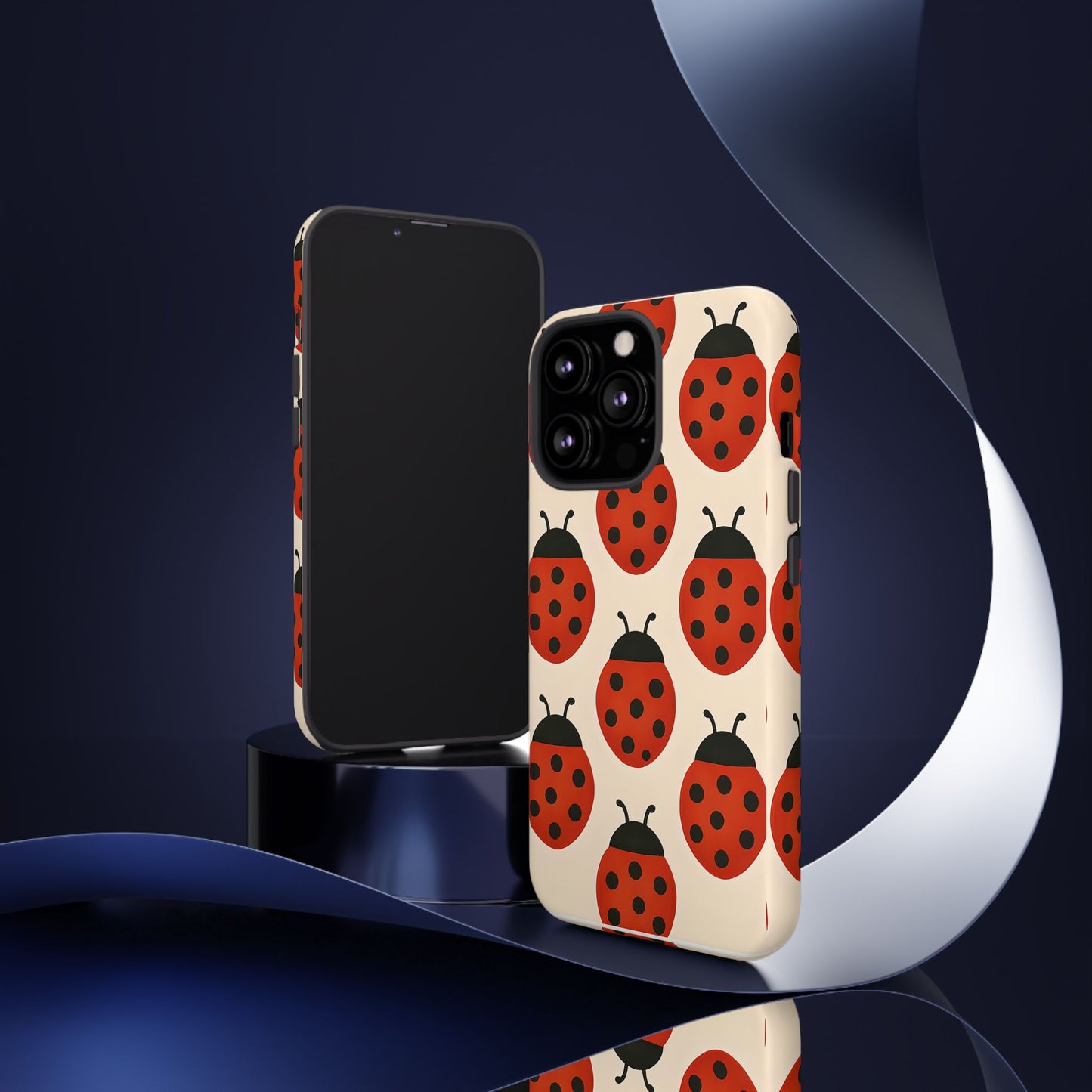 Cute Ladybug Tough Phone Case - Red and Black Insect Pattern, Nature-Inspired Design, Compatible with iPhone, Galaxy, and Google Phones