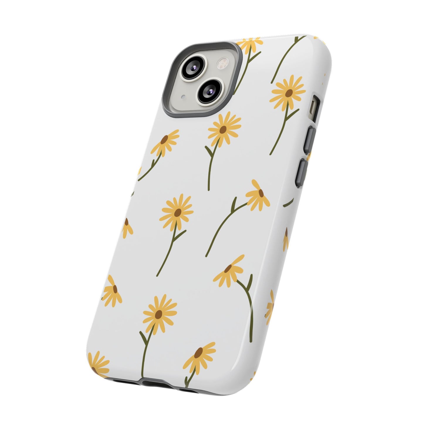 Sunflower Floral Tough Phone Case - Minimal Daisy-Inspired Print, Simple Botanical Aesthetic, Compatible with iPhone, Galaxy, and Google