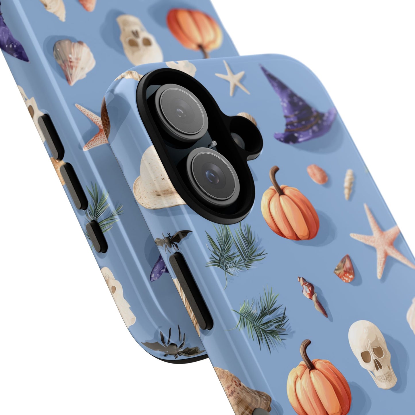 Summerween Halloween Phone Case, Spooky Summer Vibes Cover, Witch Hat Pumpkin Skull Seashell Starfish Beach Aesthetic iPhone Galaxy Pixel