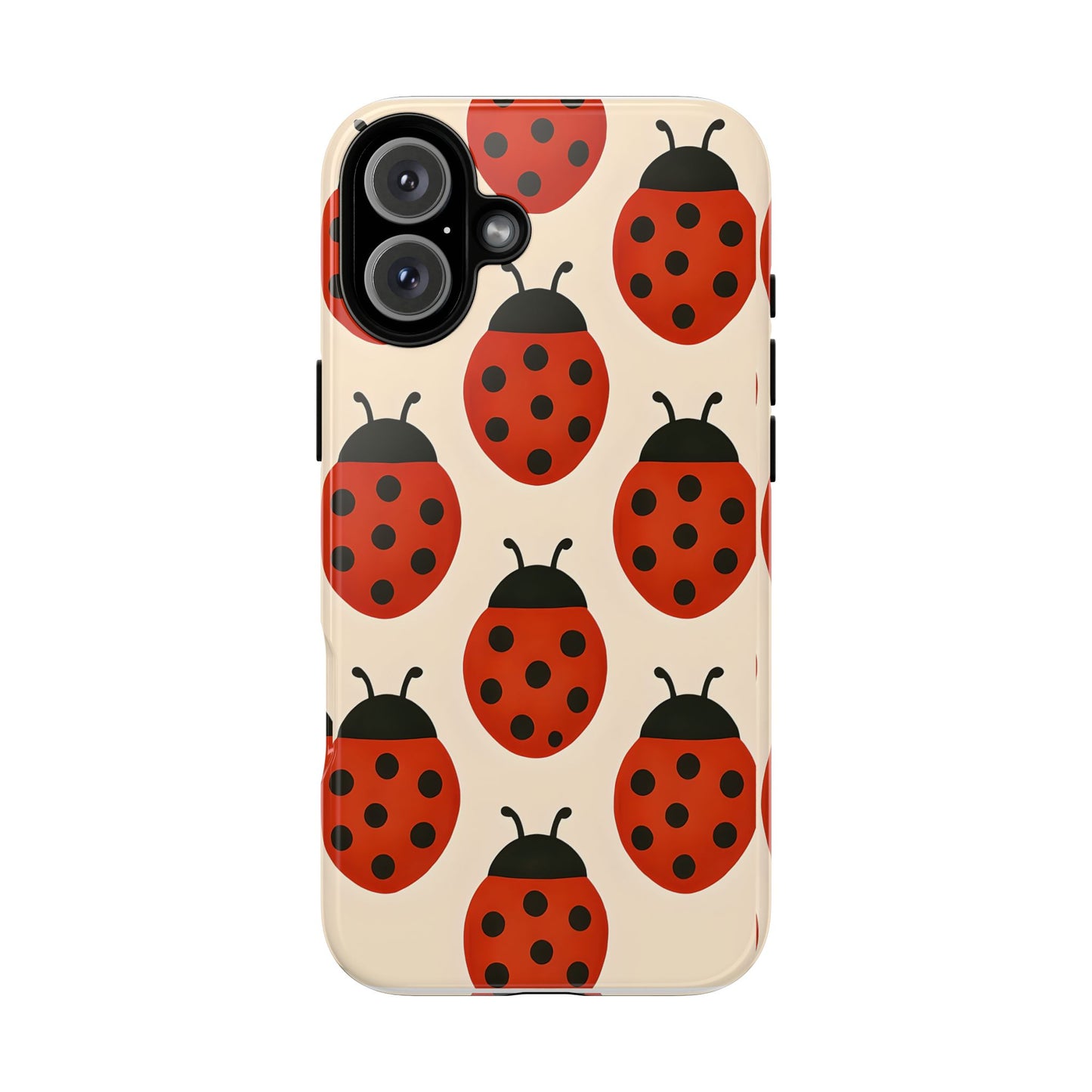 Cute Ladybug Tough Phone Case - Red and Black Insect Pattern, Nature-Inspired Design, Compatible with iPhone, Galaxy, and Google Phones